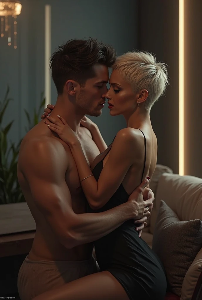 a strong older man kissing an 1 twink, white and thin