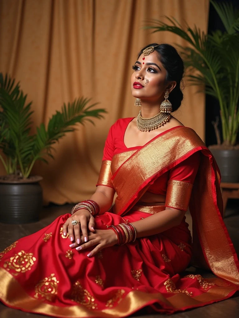 Foto RAW, photorealistic, photography, full body shot, master shot, perfect eyes, goddess like beauty, pierced eyes, perfect thick chubby mallu Desi aunty bhabhi, Wearing a Stanapatta, a chest-band.Saree model, model Photography, Indian saree shoot, Indian traditional wear advertising photography, traditional wear brand shoot, face of Indian actress priyanka chopra, masterpiece, realistic, realism, incredible details, pleasure, photorealism, detailed skin, skin pores, high contrast, photorealistic Artstation 8k HD digital art trend of high definition and detailed realistic skin texture, ultra detail, realistic skin texture, armature, best quality, ultra high definition, (photorealistic:1.4),, high resolution, detail, raw photo, sweat, Re sharp, by Lee Jefferies Nikon D850 Film Stock Photo 4 Kodak Portra 400 Camera F1.6 Lens Rich Color Ultra Real Realistic Realistic Textures Dramatic Lighting Unreal Engine Trending at Art Station Cinestill 800,(pele altamente detalhada: 1.2), 8k UHD, DSLR, soft-lighting, alta qualidade, grain of film, Fujifilm XT3,she didn't like to wear blouse or bra, she is happy to wear only saree, she hates blouse or bra, detailed hairy armpits, hyper realistic skin, skin pores, sweat, veins,
