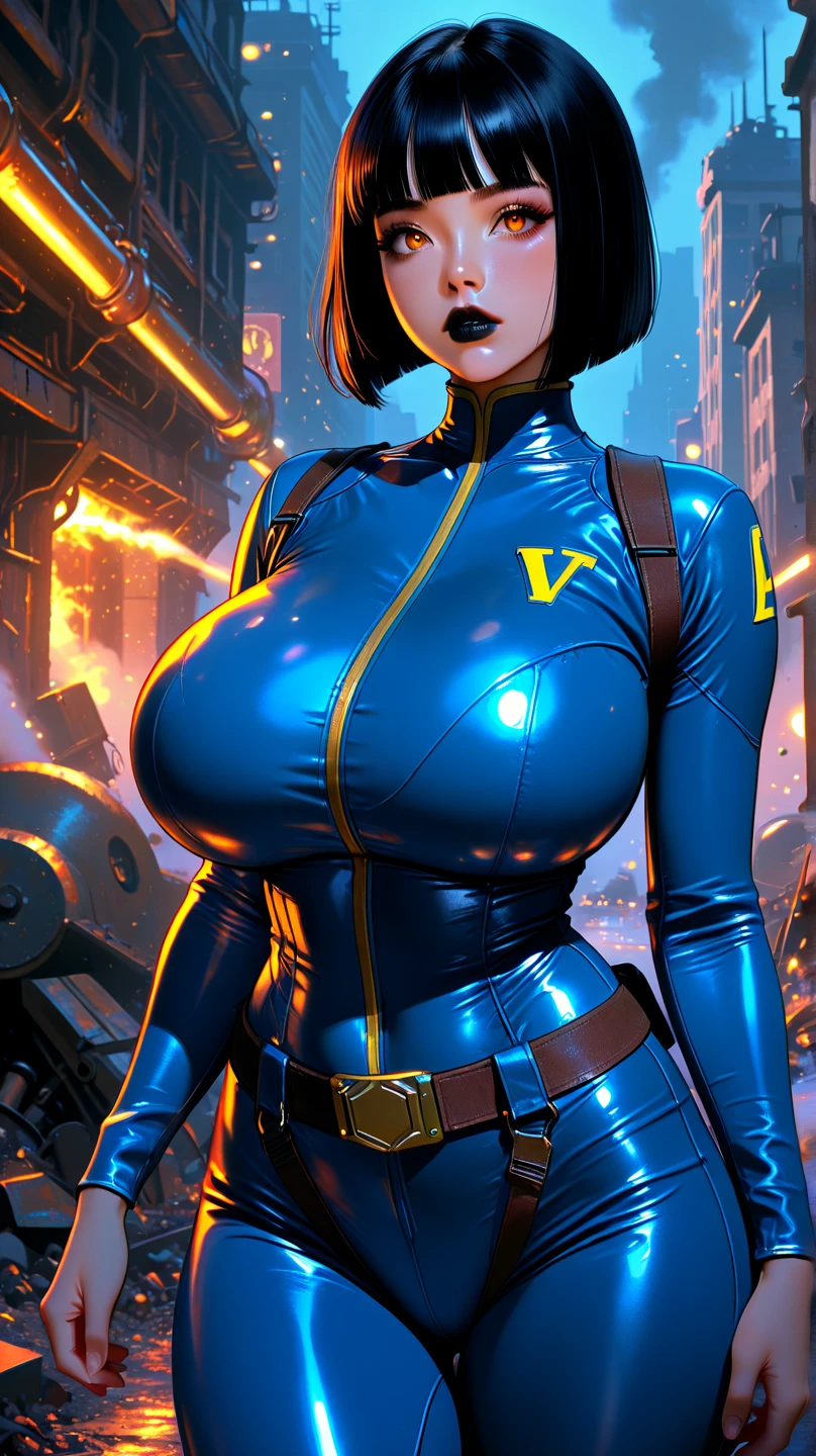 (best quality:1.6), HDR,realistic,16K,1080P,RTX4090 Titan,intricate detailed,high resolution,natural lighting,1woman,sunglasses,ebony skin,light smile,Solo,arrogant,thick lips,pink lipstick,long eyelashes,pink eye-shadow,golden ratio body,high waist,((long legs:1.2)),F-Cup breasts,huge cleavage,slim waist,wide hips,big buttocks,bubble butt,juicy ass,cameltoe,(Detailed face),tattoo,ear pendants, jewelry,Cyberpunk city,crowded street,((Police uniform,police hat,blue short skirt,black fishnet stockings:1.3)),silver hair,curly hair,short hair,wet clothes,hard nipple,standing on the street,sunlight,dynamic pose,((upper body shot:1.1))