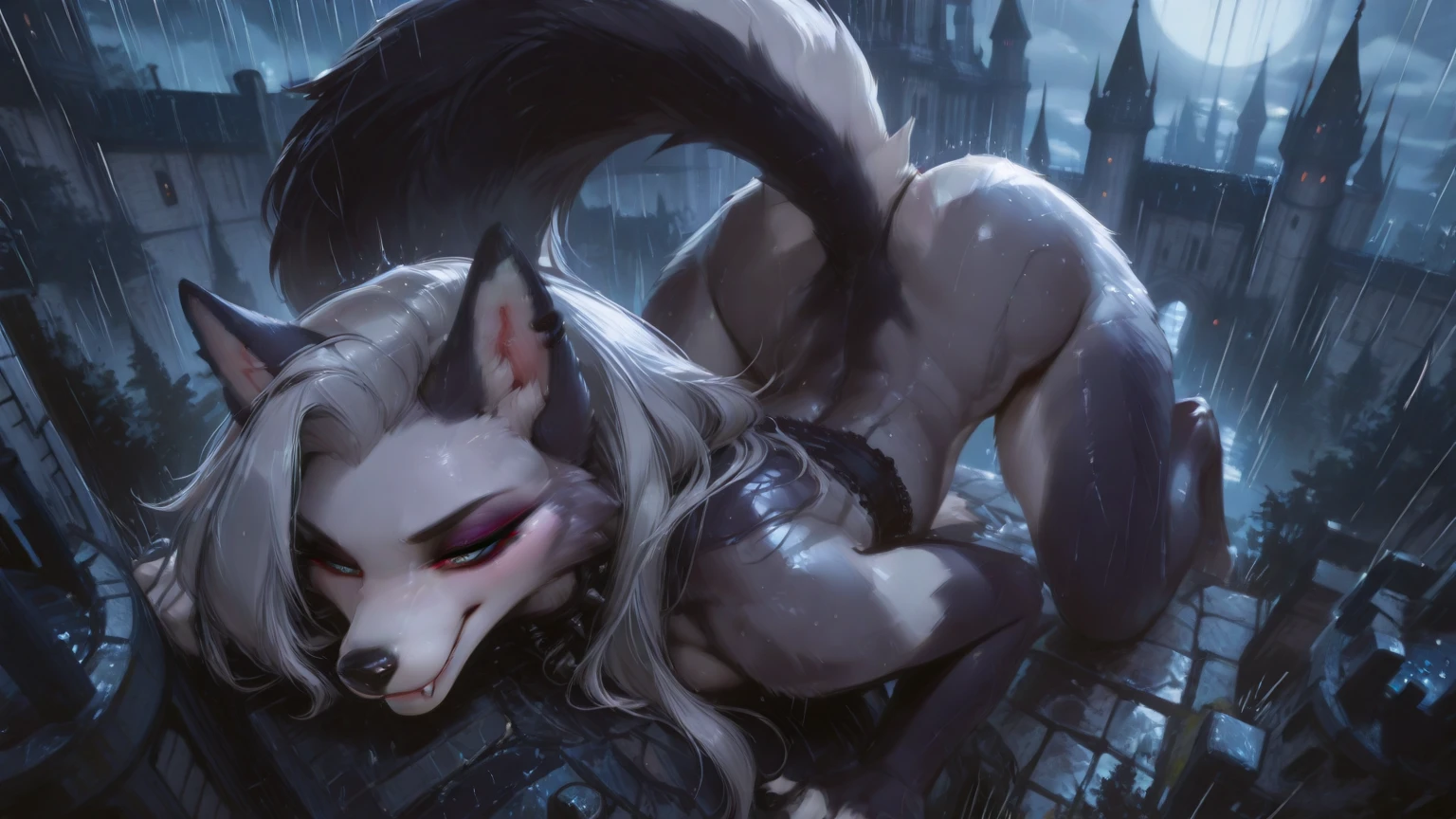 beautiful and detailed portrait of an anthropomorphic vixen ((female))), Kimiko Five-Tails, anthro, female, fox, high definition, good anatomy, simple background, highly detailed face, speech bubble, heart, hearts, night, moody lighting, full body, sexy body, slanky body, sexy face, nice, hot, cute, NSFW, tits, on knees, looking at viewer, half-closed eyes, smile, blushing, bodily fluids, oral sex, blowjob, human penis, penis in mouth, cum in mouth, deepthroating penis, first person view, giving oral sex to viewer, submissive, embarrassed