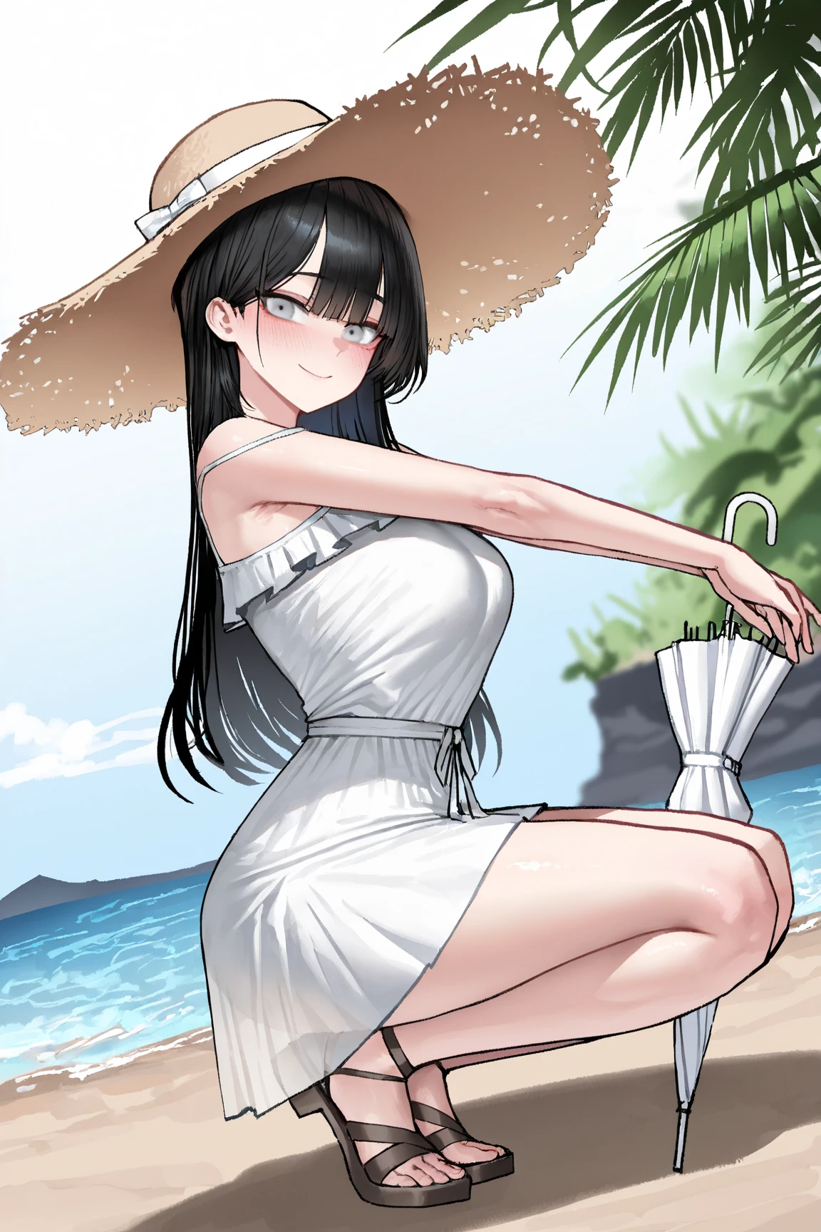 1 Girl,seaside、Dress,Long hair,Huge breasts,Pregnant