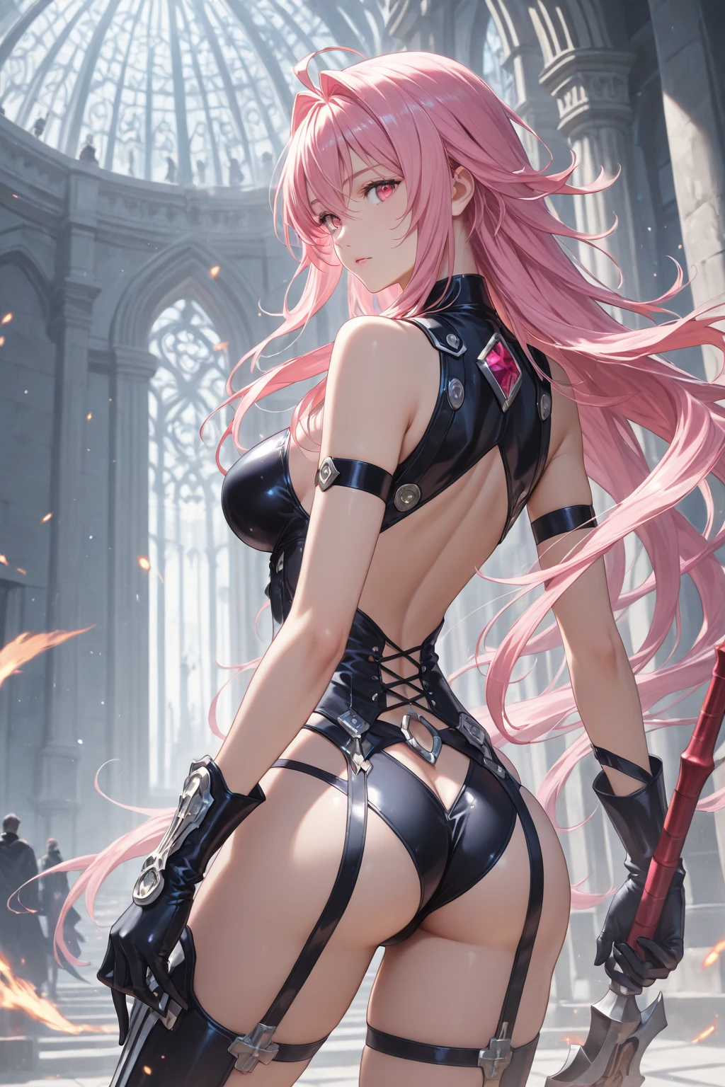 (masterpiece, highest quality:1.3)
Lightning FF13, 1 girl, alone, long hair, pink hair、Completely naked、noon、cherry blossoms、Rear view、emphasize the buttocks