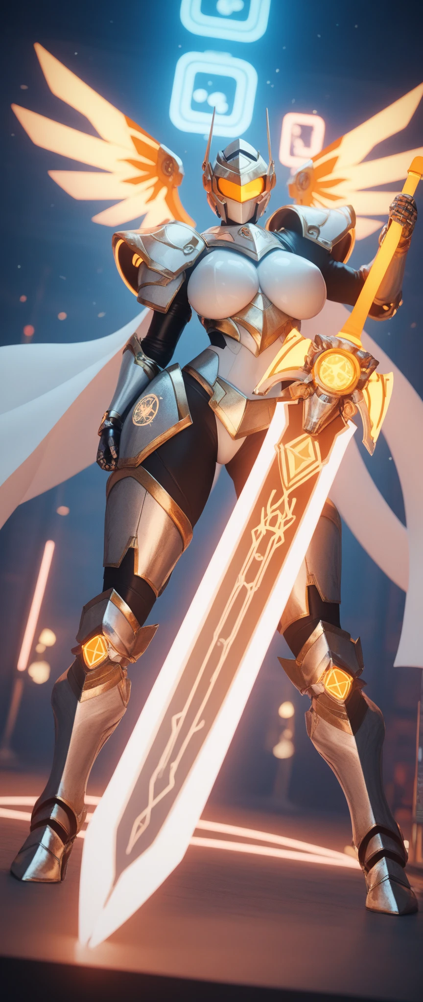 ((masterpiece)), ((best quality)), ((high res)), (dynamic villain pose), (solo), italian, a woman in a yellow and red costume and red cape, leotard, bare legs, roman helmet with futuristic visor, matching armored boots, space backdrop