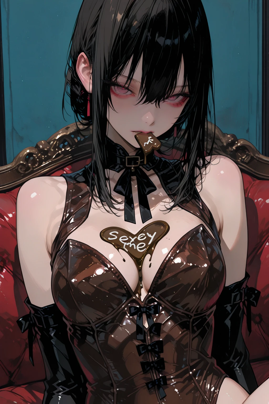 vampire woman, Victorian dress, absurdres, RAW photo, extremely delicate and beautiful, masterpiece, Best Quality, ultra high resolution, 32k, hyperrealistic, ultra-detailed, detailed description, pale skin, 20 years old, tearful mole, earring, Colossal tits, short medium hair, wavy hair, full body shot,