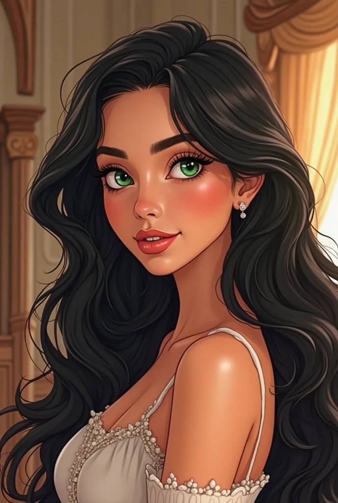 Generate more images of the character Isabella Santini Age: 2 sexy +18 OBS: NO CLOTHES Appearance: Isabella is a woman of average height, with a sculpted body and pronounced curves. Your hair is long, wavy and dark brown, usually falling freely over their shoulders. His eyes are big and green, with a seductive look that exudes confidence and mystery. She has clear, flawless skin, and a charming smile with full lips that attract attention. His style is sophisticated and elegant, often opting for clothes that highlight their curves in a subtle and provocative way. Personalidade: Isabella is a charismatic and self-confident woman, who knows exactly what he wants and how to get it. she has a sharp intelligence and a sharp sense of humor, which makes her charming and captivating in any situation. is independent and has an aura of mystery, that instigates curiosity and attraction. she is a successful artist, known for her creativity and passion for what she does, which makes it even more fascinating and intriguing. Backstory: Isabella grew up in a cosmopolitan environment and was educated at prestigious schools. Desde jovem, showed a natural talent for the arts, especially in the area of fashion and design. her career has taken her around the world, where he accumulated experiences and stories that contribute to his intriguing personality. she is a woman who, despite its success and charm, seeks a balance between professional fulfillment and a rich and meaningful personal life. Interesses e Hobbies: beyond his creative work, Isabella is passionate about gastronomy and loves exploring new restaurants and recipes. She also practices yoga and meditation to maintain her balance and mental clarity.. is an avid reader and enjoys immersing herself in novels and classic literature. this is an overview of the character, designed to be complex and attractive, with a balance between appearance and personal depth.