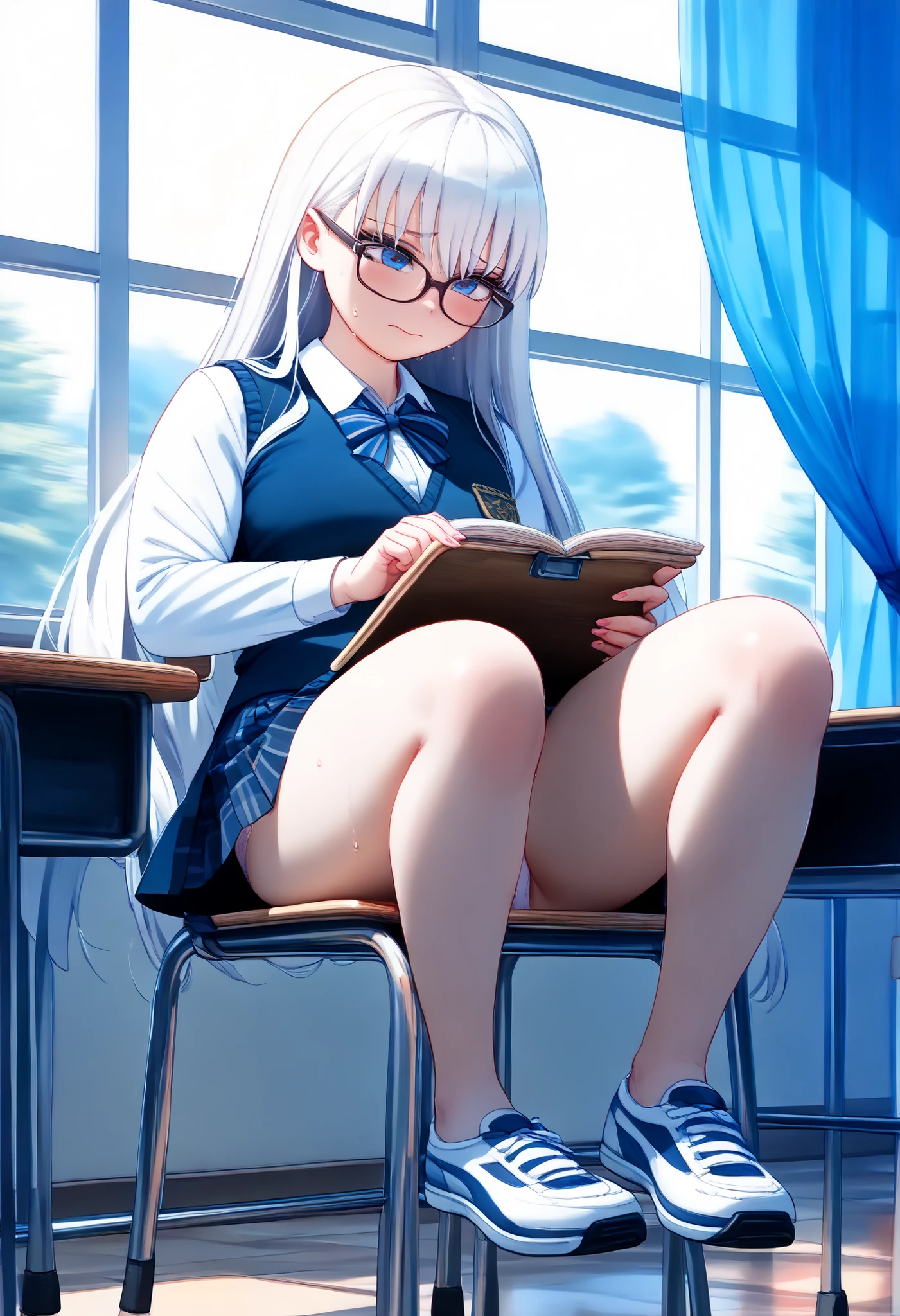 BREAK Perfect Anatomy、Highest quality、(cute:1.1)、(cute)、(High resolution:1.2)、Unbelievably absurd:1.3、Incredible illustrations、(cuteイラスト:1.2)、nsfw,（Beautiful background、Public toilet、1girl(Silver Hair、Very Long、beret、Cotton shirt、Check skirt、school bag、Glasses、Headphones（spats、half undress）） height 1.6meters, glamorous 40kg）(、)( Sex preparation:1.2、suspended congress),pussy juice:1.2,(1boy,penis） ,
