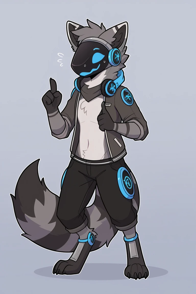A Midnight protogen lycanroc operated dark purple femboy wearing a sweatshirt and a diaper with blue and purple color and some white socks with black stripes and a gold necklace on the neck and with bracelets on the arms