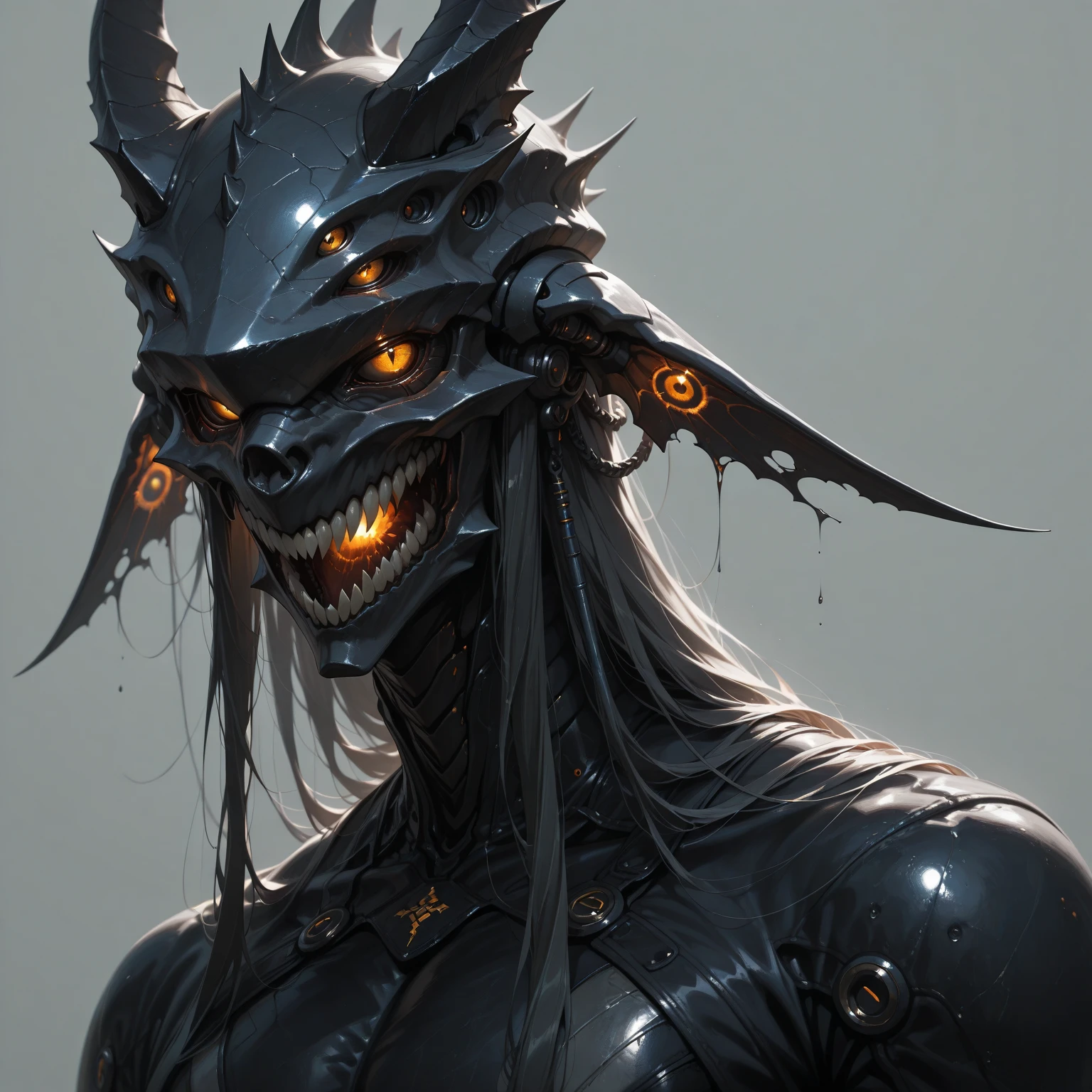 (samdoesarts:1.3), nvinkpunk, articules, horrifying techno-organic mutation (bull), portrait, backlighting, abstract, painting, painted by famous artist, ethereal, liquid, abstract, masterpiece, highly detailed, best quality, highest quality, realistic lighting, hyperdetailed, hyperrealism, colors, colorful --auto --s2