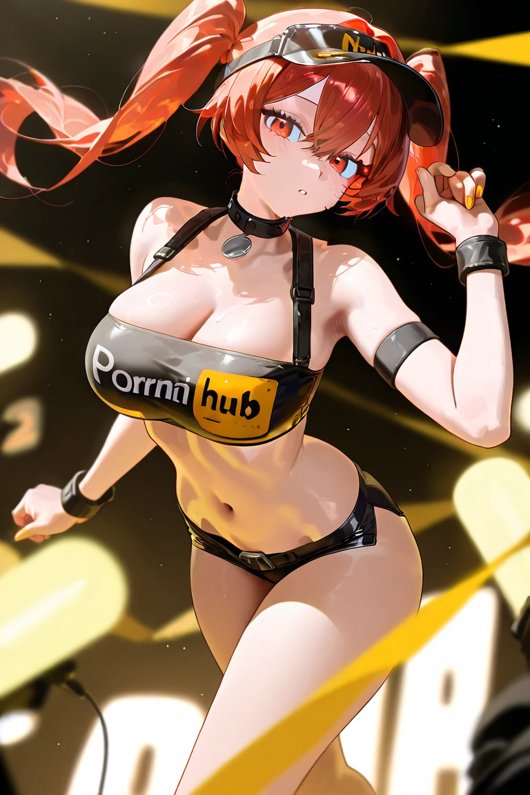 nsfw,(super fine illustration,8K CG wallpaper,best quality,extremely detailed,ultra high res,best aesthetic),(cowboy shot,from front),idolmaster, {{{hina araki}}}, (20yo, beautiful girl), (beautiful brown eyes),((beautiful orange hair)), ((short hair)), (((green rim glasses))), (wet hair), (wet skin), ((sweat)), ((steam)), (flat chests,large breasts), (tall), (slender), (((green and white cyber suit))), ((open clothes)), ((pubic orange hair:1.5)), ((on stage)), ((((spread legs)))),((spread pussy:1.3)),(open mouths), (a big smile), ((stick out tongue)),(feel good), (one eye closed),(blush),(singing),((have a microphone)),((headset)),(cum on body:1.1),