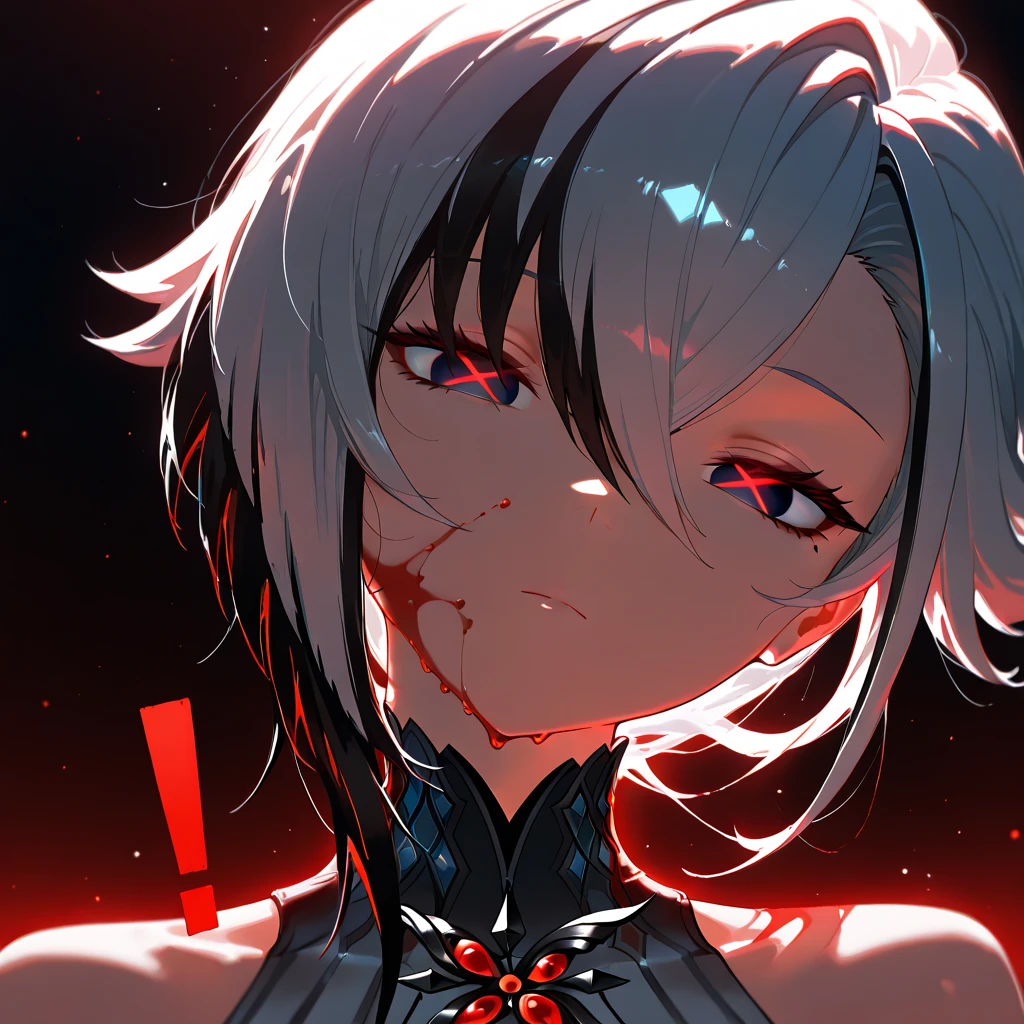 (8K, RAW photos, best quality, masterpiece: 1.4), (((The upper body is flesh and blood, The lower part is mechanical))),Ultra-high resolution, Extremely detailed, light, Full body close-up, handsome boy, black eyes, (delicate eyes, Eyes are bright:1.2), Gray short hair, Fair skin,dark,(perfect anatomy:1.2), High-quality shadows, Natural Lighting, (White highlights:1.2), night, cloudy day, (at home:1.2), (Mechanical prosthesis:1.2)