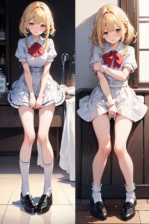 Mastepiece、masterpiece、highest quality、Super detailed、High resolution、8K Portrait、High definition CG of Unity 8k wallpaper、Cute little:1.5、Loli:1.5、Highly detailed CG Unity 8k wallpaper、Realistic、Real person、 Portrait Photography、Shiny skin、High definition、(16 years old:1.2)、(1 girl)、Beautiful clear eyes、extremely detailed description、Delicate face、Nice lips、Slim body、(thin waist)、Thin legs、(on bed),(bed room:1.6)、1 Girl, Cute, Perfect Face, seriously, (blush:1.5),(pink hair short hair:1.3),(big breasts:1.3),(School uniform:1.3),((skirt lift:1.5)),(looking at view),(from front),(disapproval face:1.3),nsfw,(panty shot:1.5)