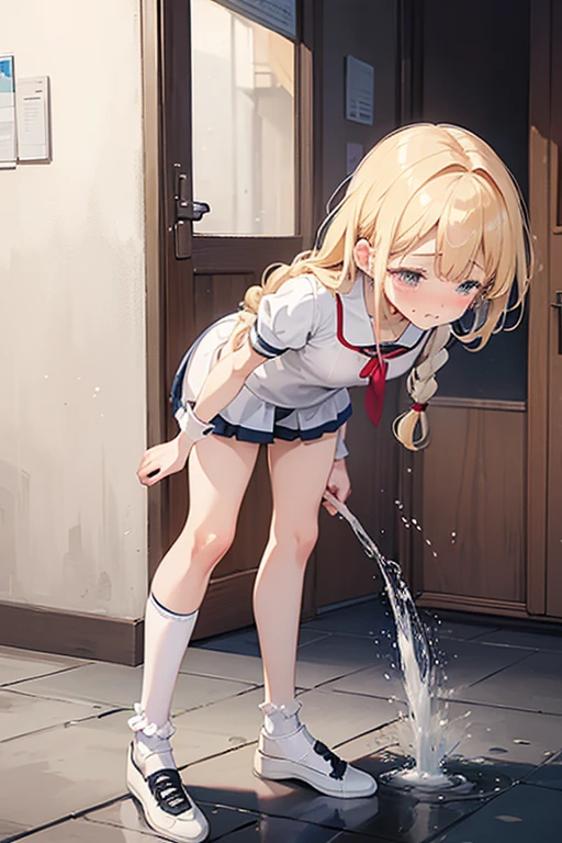 extremely detailed CG unity 8k wallpaper, strong facial expression,(sharp eye:1.2),(scowl:1.1), (embarrassed,blush:1.3), (steam:0.8),(wet:0.8),(sweat:0.8),(trembling:1.3) ,(parted lips:1.3),(harf open eyes:1.4),(feeling weak:1.5), (masterpiece, top quality, best quality, highly detailed:1.6), colorful, 1girl, ponytail, park, 3+girls, denim shorts, hot pants, blue shorts, ((full body)), (girl trembling with sexual climax), urination, piss, peeing self, A lot of pee, having an accident, pee running down legs, standing, Crossing legs, (((pee stream))), (pee puddle), pee stain, panties, peeing, blush, trembling, embarrassed,, Brown Hair, Are crying, Yellow pee, Rubbing knees, ((leaking pee)), (((clutching crotch))), leaning forward, hand between legs, (Touching the crotch), Shaking one's shoulders, Breaking a sweat on forehead,