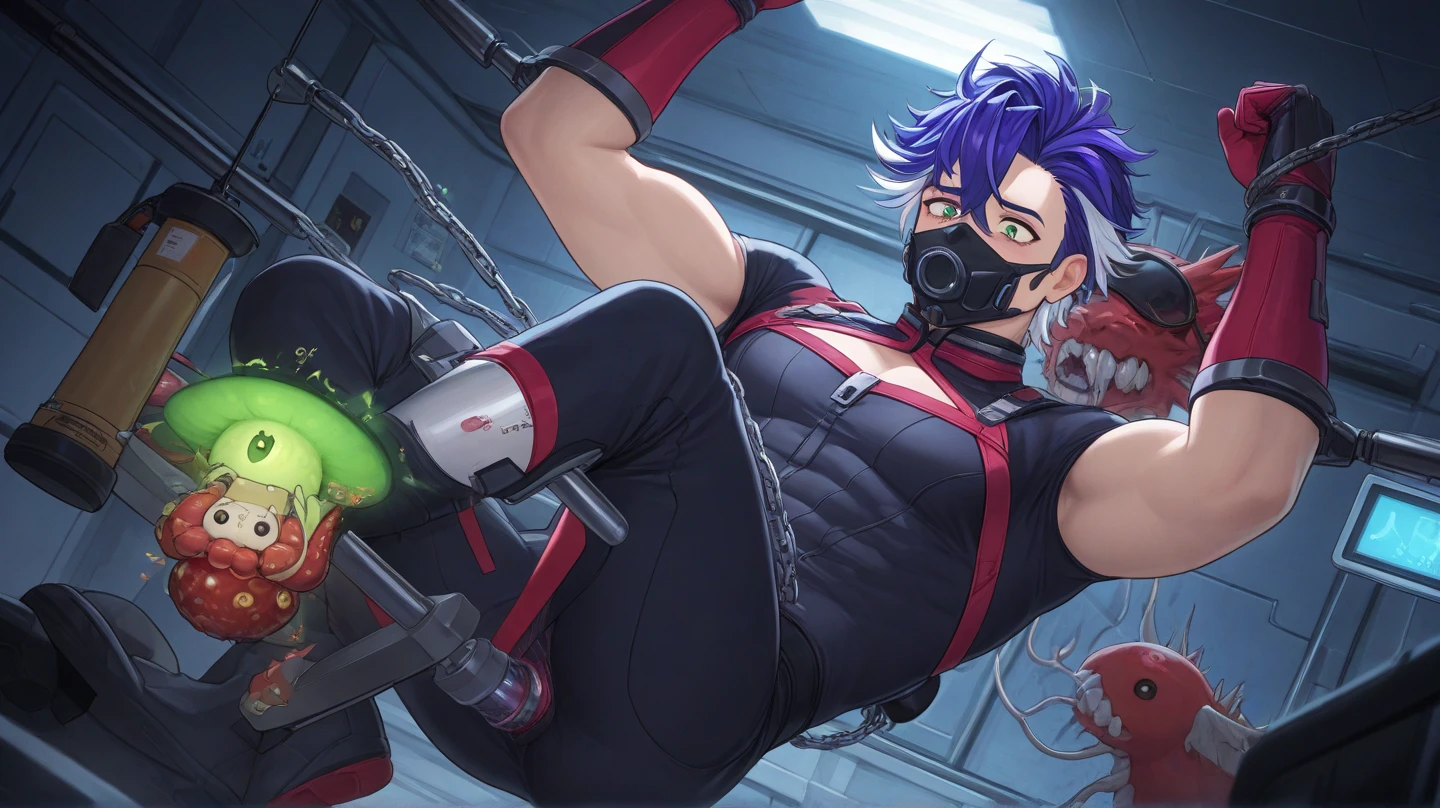 Masterpiece, Best quality: 1.2), Solo, Male focus, ((black in color:1.5)),darkly,Essence strong, 1boy, Smile, looking at viewert, red tinted hair,Green eyes, (((Outfit in black:1.4))),{An extremely handsome boy}, 8K wallpaper, {{{Masterpiece}},((Wet)), (((cum shots:1.2))),(((The erection:1.5))),licking foot, Skinny,Bukkake,how to,aphrodisiac, Fingering,Bondage,BDSM:1.5, cum on bodyl ,Slaves, full body shot shot,((looking at viewert:1.5))malefocus,(((short detailed hair:1.4))),((solo person)),(((tightsuit:1.3))),((Male)),((Mind controlled)), Skinny,Bukkake,how to,aphrodisiac, Fingering,BDSM:1.5 Shoot on the body ,Slaves, , Shoot at the finger, Fingering through panties , (((Mind_control:1.3))),