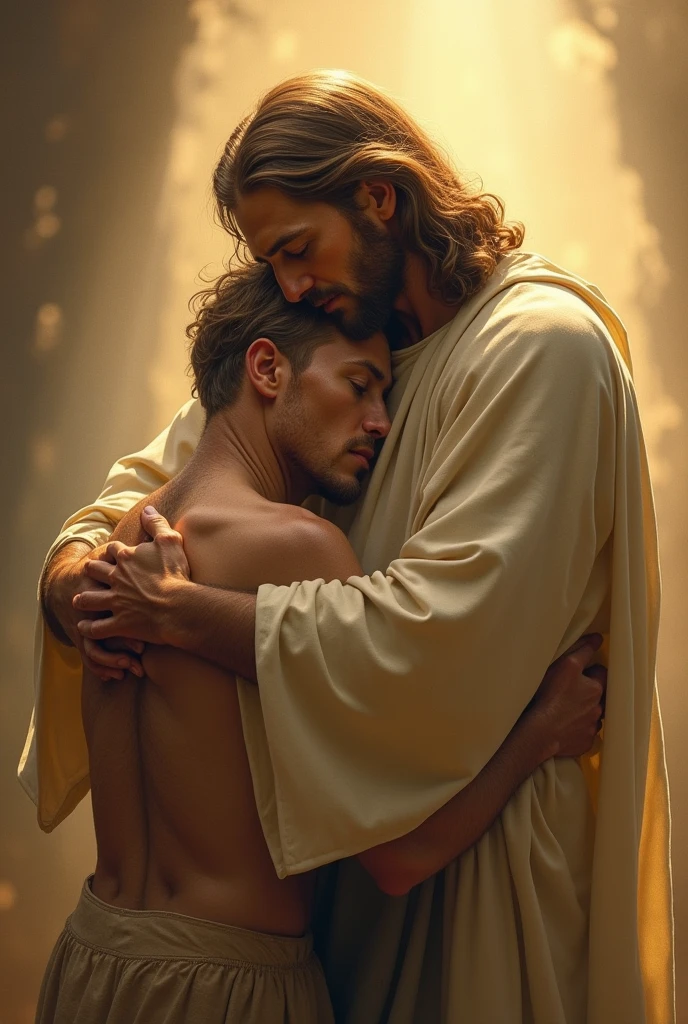 "A majestic and inspiring scene, retratando GOD em um ambiente celestial e iluminado. GOD, with a radiant and serene presence, is molding a human figure from a piece of clay. The environment is ethereal, with soft clouds and a divine light that illuminates the scene. GOD tem uma expressão de profunda concentração e amor enquanto trabalha na criação do homem. The clay man is still in formation, with visible details being molded with care. The image conveys a sense of sacredness and reverence, highlighting the sacred moment of creation."