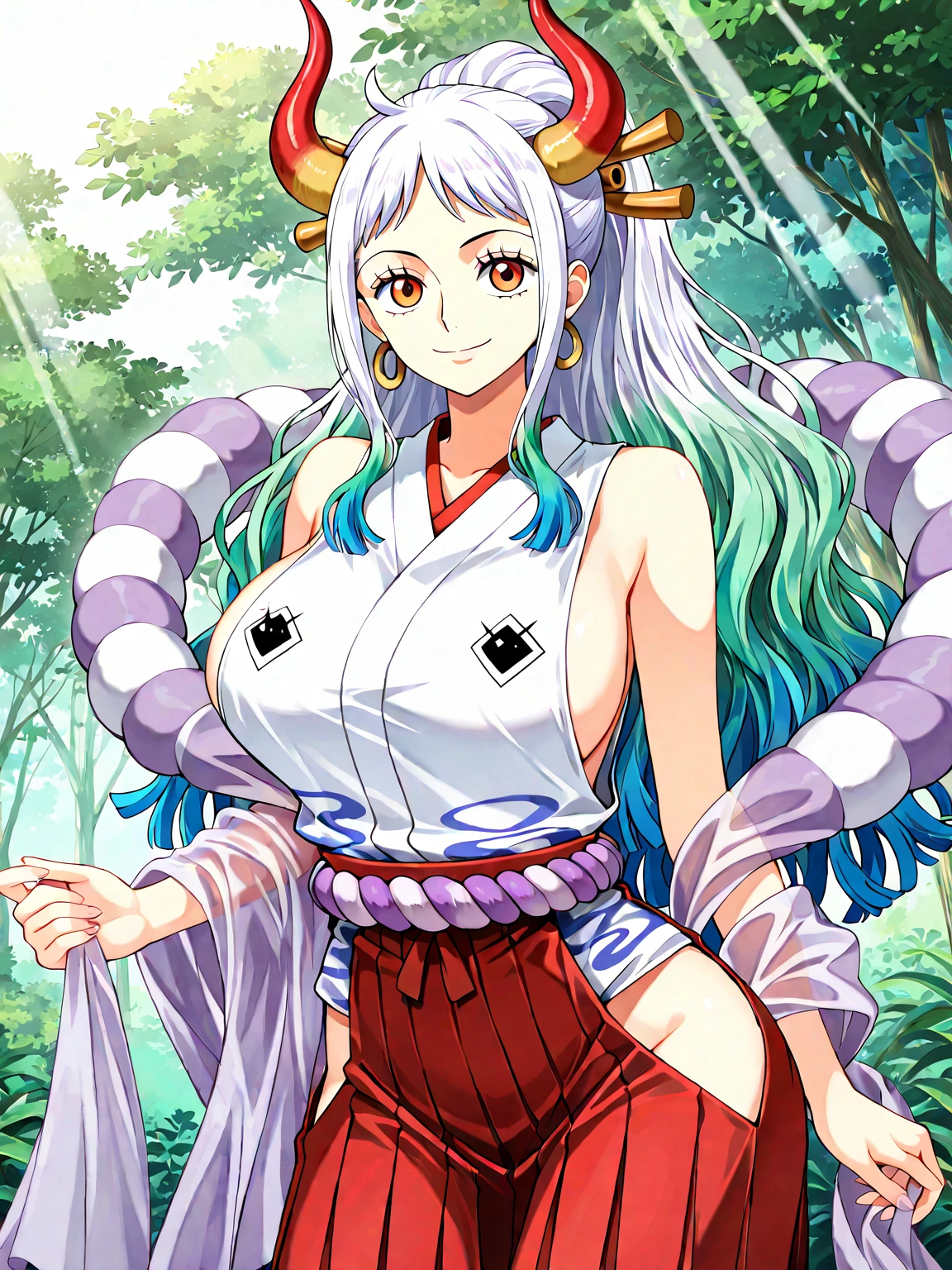 (masterpiece:1.2, Highest quality), (Beautiful, detailed eyes: 1.2), ((One girl)), ((alone)), (Red eyes:1.4), (Detailed eyes and face:1.3), (Beautiful village background:1.2), (Highly detailed CG, Super detailed, Best Shadow:1.1), ((Depth of written boundary)), ((watercolor)), kimono, Large Breasts, Bare shoulders, Flowers and petals, beautiful concept figure, (White Background:0.5), (figure:1.1), (Very nice and beautiful:1.1), (Perfect detail:1.1), Yamato, whole body,t,, whole body, religious, Catholic, Priestessess, whole body, flip flops, pants,smile