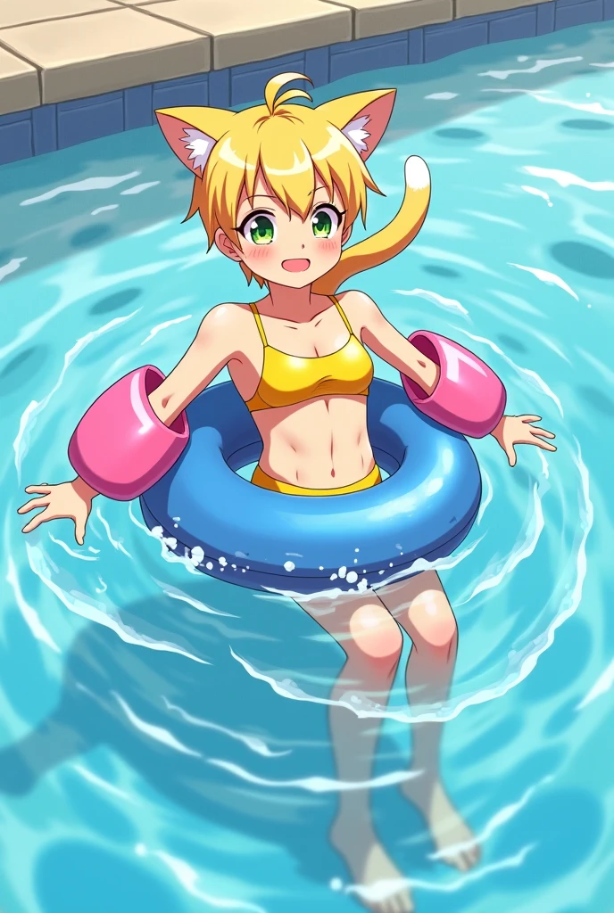 There is a girl swimming in the water, happy smile, sunny face, innocent girl, big, lots of blisters, bubbles, a lot of fish, cute digital painting, beautiful digital artwork, realistic effect, high texture