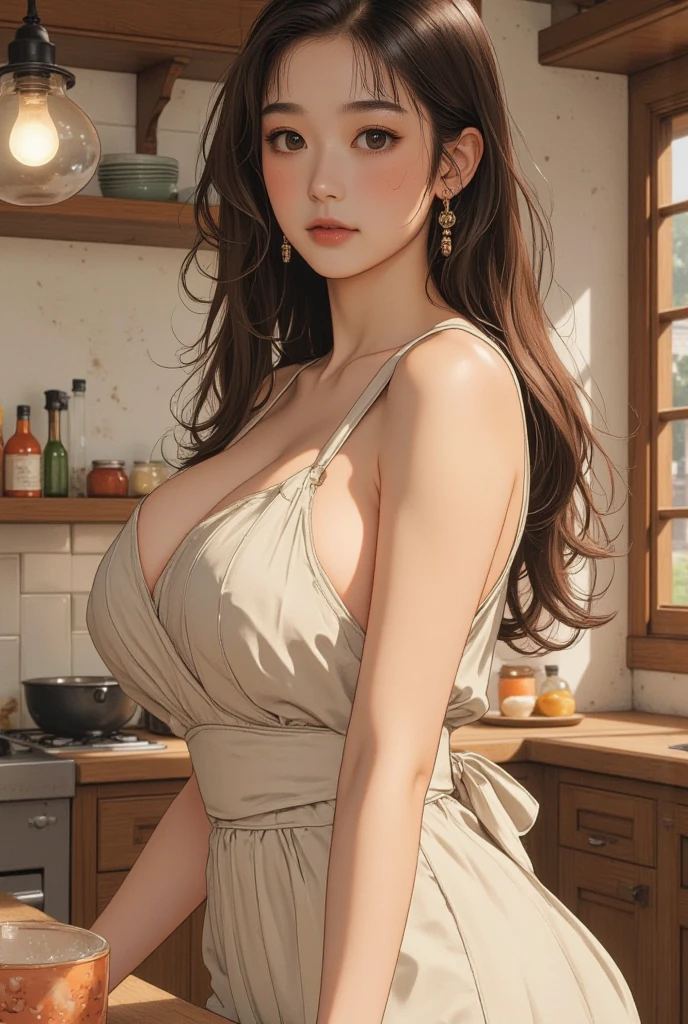 Japanese Girls, naked体, naked, Suggestive,(Medium Length Hair:1), Huge and heavy breasts, Huge sagging breasts, (:1)