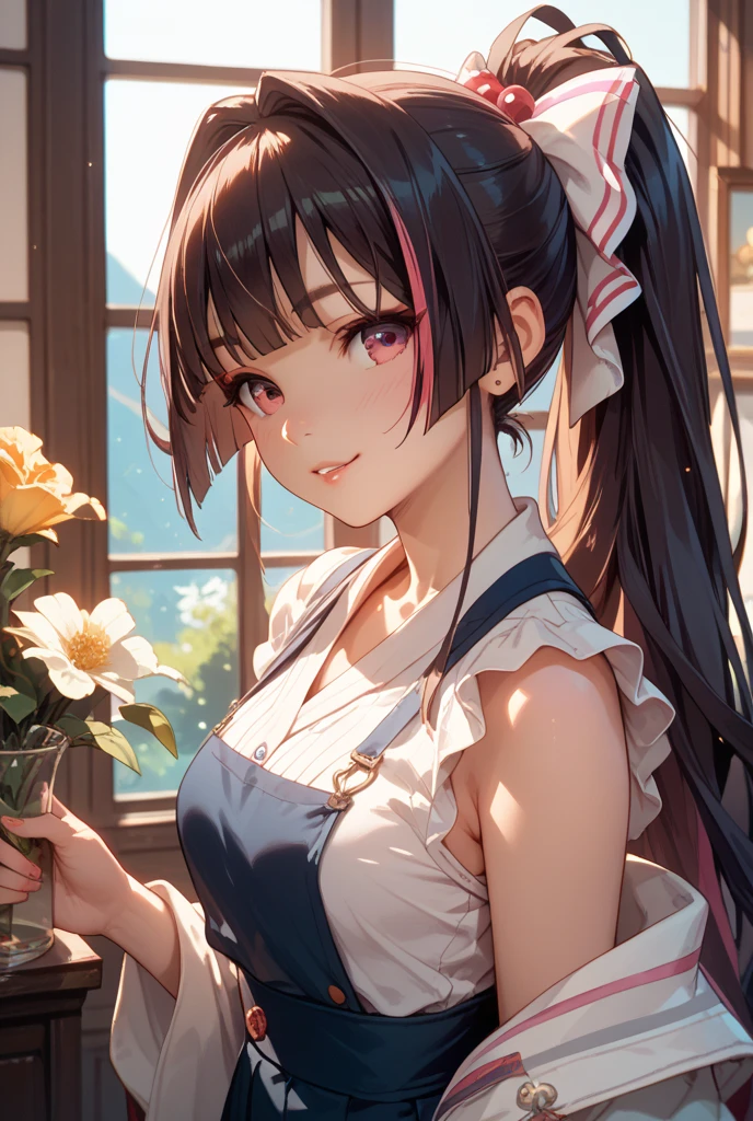 (from above:1.2),(from side:0.9), ((Face)), (Close-Up:0.4), ((looking at viewer, holding a bouquet to his mouth)), highest quality、(real、photorealistic:1.4)、(RAW photo:1.2)、very detailed CG unity 8k wallpaper, delicate and beautiful, wonderful, Fine detail, official art, huge file size, Ultra-detailed, very detailed girl, very detailed eyes and face, Bright on the face、(20 age girl:1.0)、small smile, smiling, (twintail hair:1.25), hair between eyes, hair twintails, (long hair:1.25), tiara,ruany,off-shoulder dress,pearl ,(gemstone),tiara,veil,wedding dress, wedding necklace, wedding long gloves, (luxurious bouquet), chapel, Stained glass,(best quality, highres, masterpiece:1.2), ultra-detailed, (realistic:1.37) illustration, erotic style, soft lighting, sweat glistening on her body, gentle warmth, mysterious, small breast,narrow waist,(with sparkling eyes and a contagious smile),her thin pubic hair, looking at viewer,