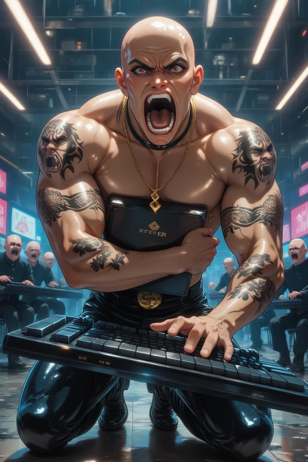 30 years old,Casino servant, Beverages are served, White stylish hair, At the gaming table, Fighter, Male, Fully naked, stubbles, Huge muscles, Mature man, Muscle swelling, Bodybuilding, chest muscles, Abs, Natural light, Wheat-colored skin, 1人, Handcuffed, srestrained, Sweaty skin, Oily skin, Bare ass, heavy breath, Mouth open, Place your hands on the floor, Kneel on the table,only in panties