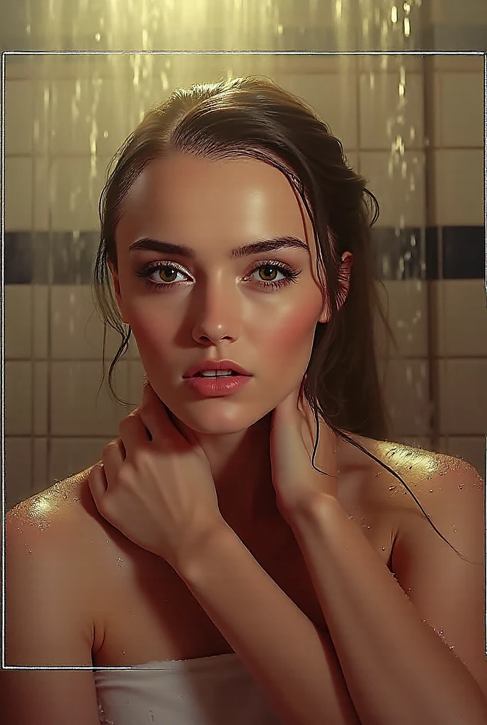 (photorealism:1.2), beautiful cute innocent girl age 18 in the school, naked  cum shot on boobs wet pink nipples hot figure twisiting boobs