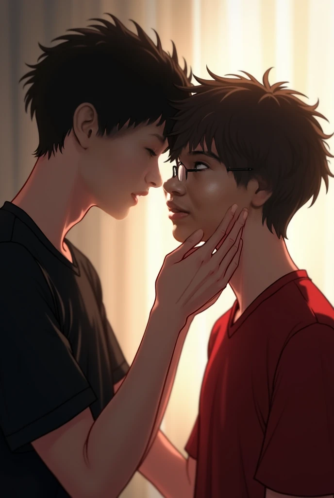 Anime Boy con Brown, 1 chico, enfoque masculino, chaqueta negra, cabello corto, solo, dream, luz, color manga, manga color, color manga, color manga panel, fondo sencillo