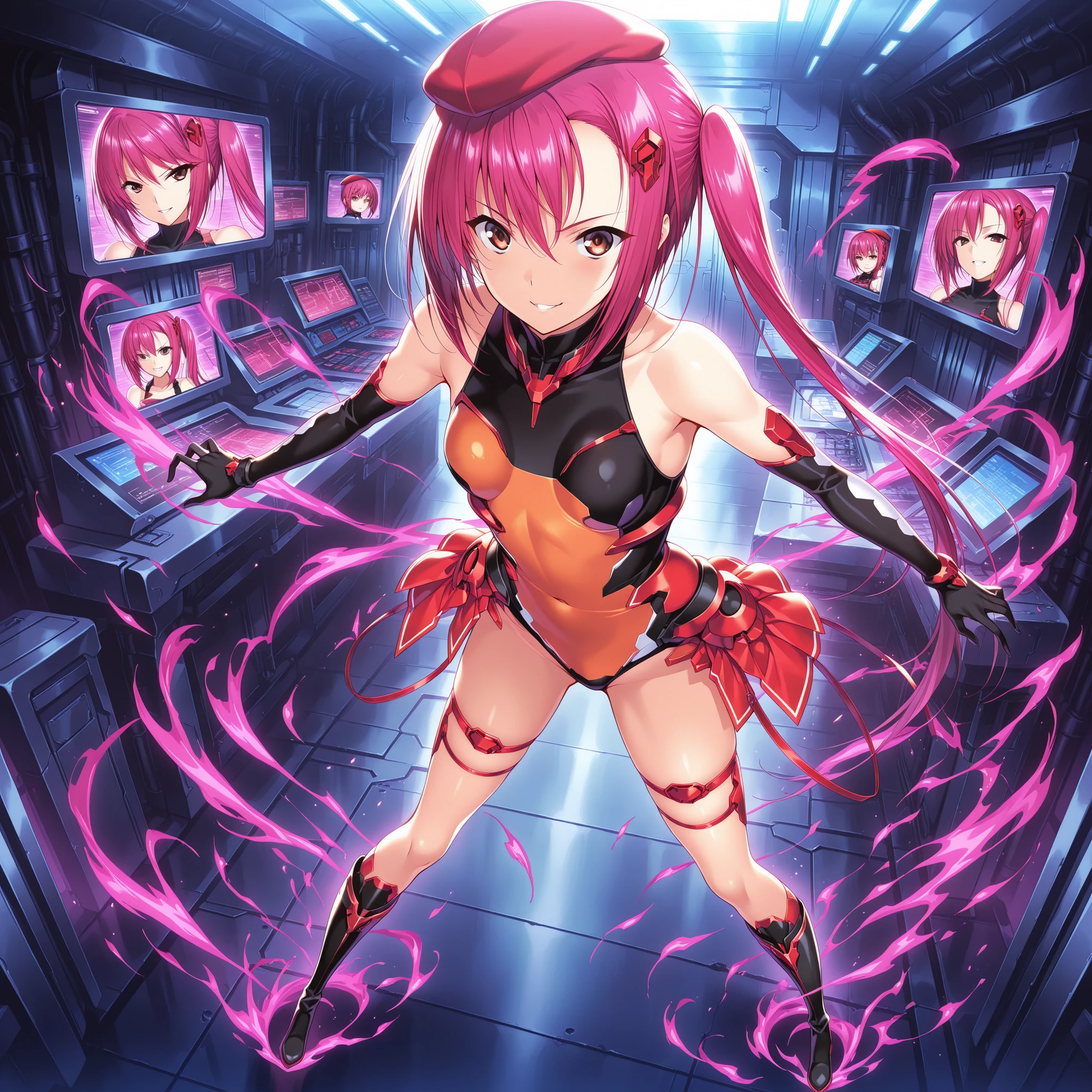 masterpiece,best quality,highly detailed,1girl,solo,
<lora:momomiya_ichigo_v2:0.7>,blush,bow,cat girl,cat tail,choker,cleavage,detached sleeves,dress,gloves,large breasts,magical girl,mi1,pink choker,pink dress,puffy detached sleeves,puffy sleeves,red gloves,ribbon,tail,tail bell,tail bow,tail ornament,
<lora:digitalTransformationEffect:0.8>,digiTransEffect,hologram,holographic body,holographic legs,holographic arms,dynamic pose,holographic dress, from below,