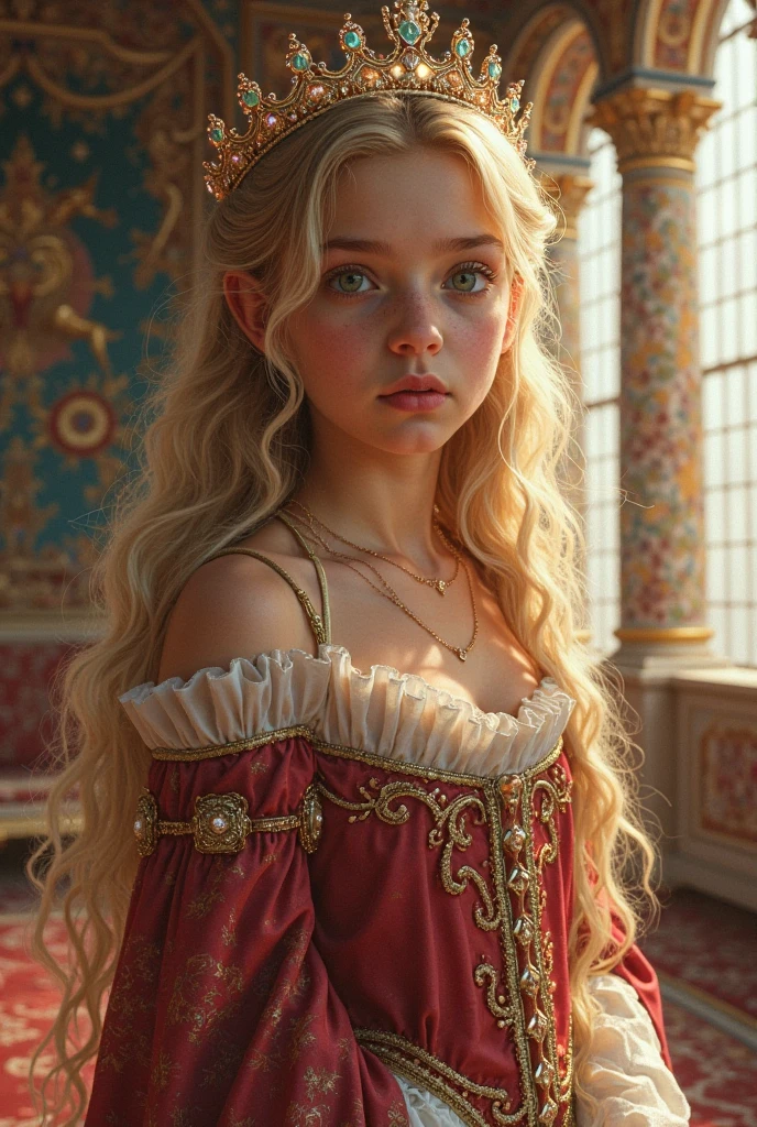 use anime style to create the Aya Nakamura is a small child of 5 years, Stunning and exotic looking child. She has long golden hair that falls in gentle waves down to her waist, standing out against her pale skin. His eyes are an intense red, como rubis brilhantes, e carregam um olhar misterioso.