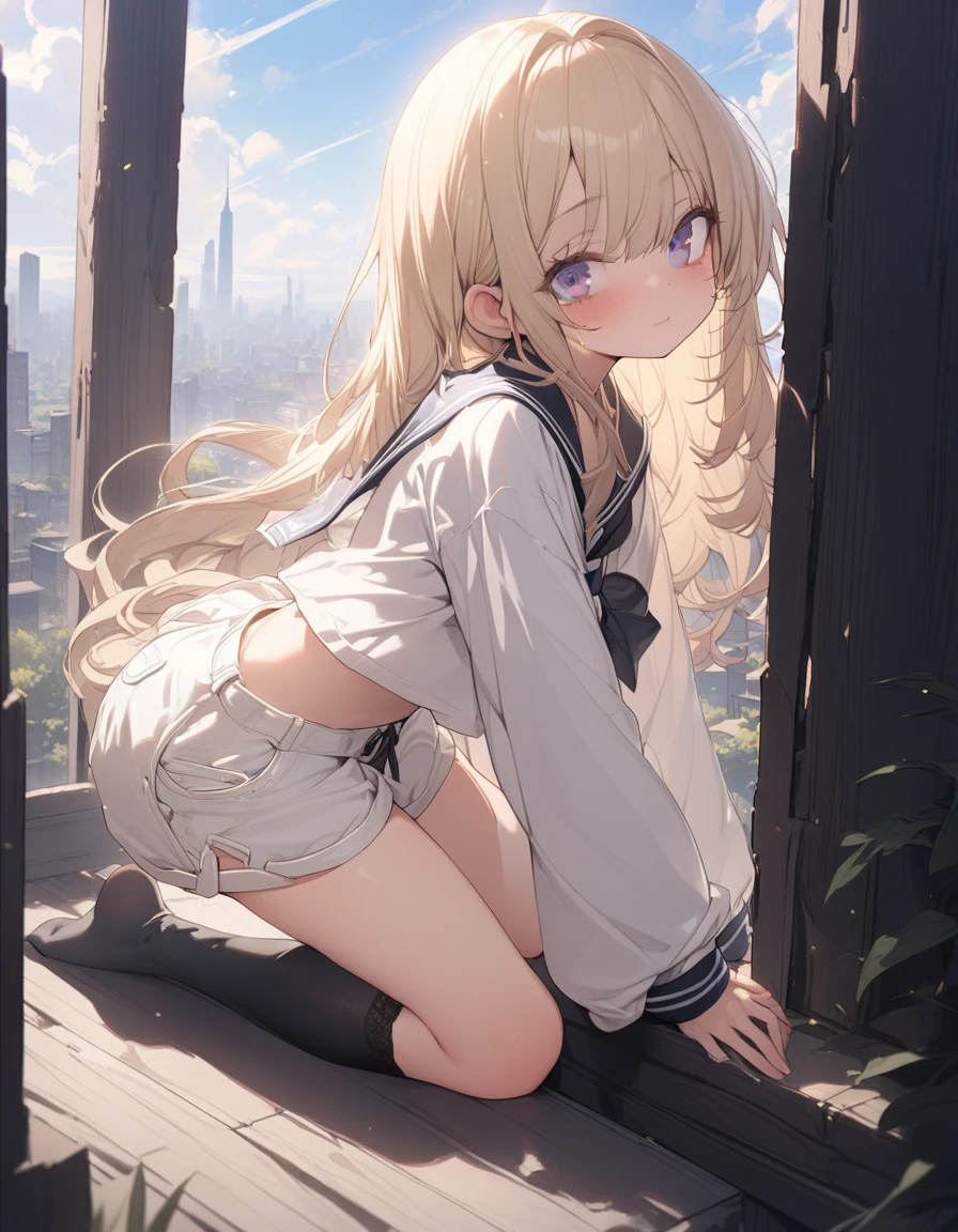 from directly below、Legs２Book、Panties with horizontal stripes、spread legs with squatting pose、M-shaped legs、Spread your legs、Sit on the ground、I'm looking away、In town、bustling street、cap、Shoulder bag、mini skirt、Private Server、Girl、Girl、Younger、Baby Face、flat chest、Dynamic Angle、Glaring、Both eyes open、Voyeur style、ground
