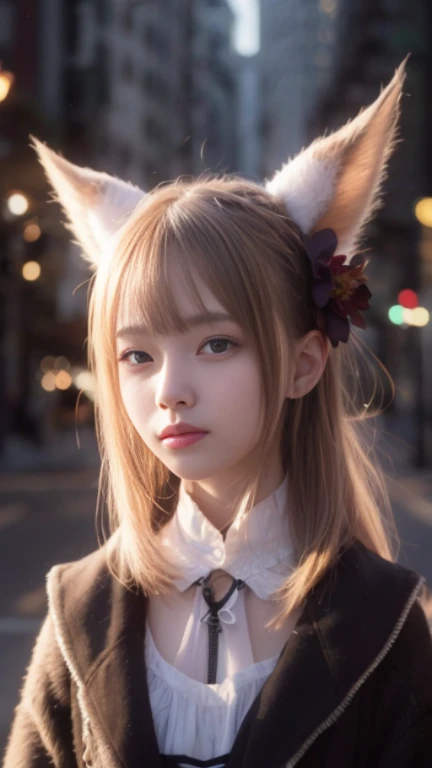 (realistic, photo-realistic:1.37), ultra-detailed,full body,1 girl, solo,beautiful detailed sky,night,beautiful detailed eyes,beautiful detailed lips,floating hair,professional lighting, photon mapping, radiosity, physically-based rendering,,sussurro,fox tail <lora:ArknightsSussurro_10:1>,kpop idol,