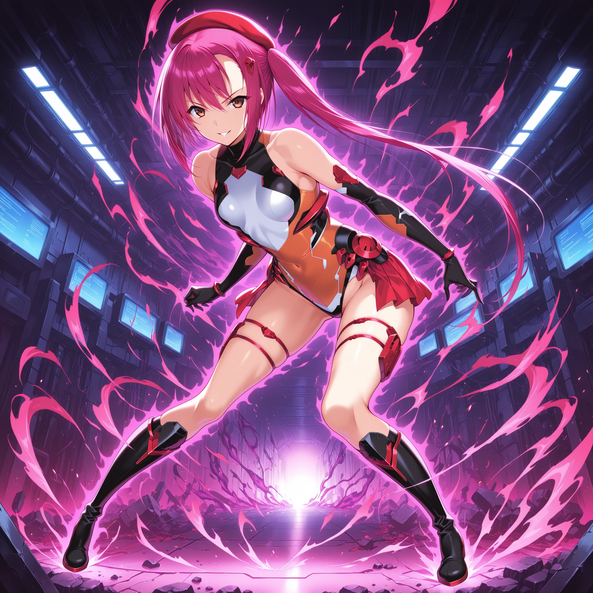 《Naruto》role, sakura，pink short hair，Inside the Hokage office in Konoha Village，Dress revealingly，Sex clothes，Leaky chest，Open gear，show legs，Flame it up，Full body standing painting，Enchanting figure，Lots of detail，Two-dimensional anime