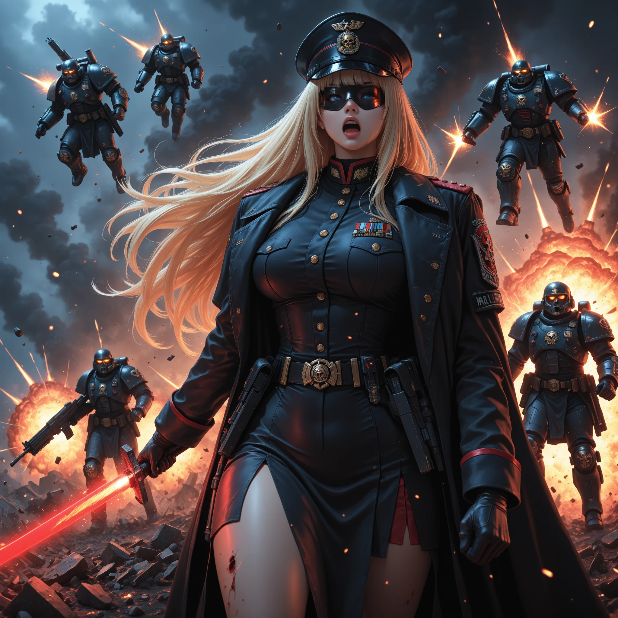 very big tits ((Masterpiece, The best quality)), illustration, 8K ultra detailed, realist, clear focus, Very detailed, Professional lighting, colorful details, Rainbow color break, high rise factory, large mechanical robot structure, tablet, computer, ((glow)), intricate details, shitu-mecha, 1 girl, mecha, belly button, color image, (cyberpunk), (redder hair: 1.2) big tits very sexy very big tits extremely big tits big cameltoe cameltoe cameltoe big cameltoe big,yellow red hair,Yellow hair, ((techpriest)), mechanical arms, obtained mechanic, Big fully naked. ((washed up red flowing modest ornate hooded technopriest dress, Dirty (red robes with oil stain)))