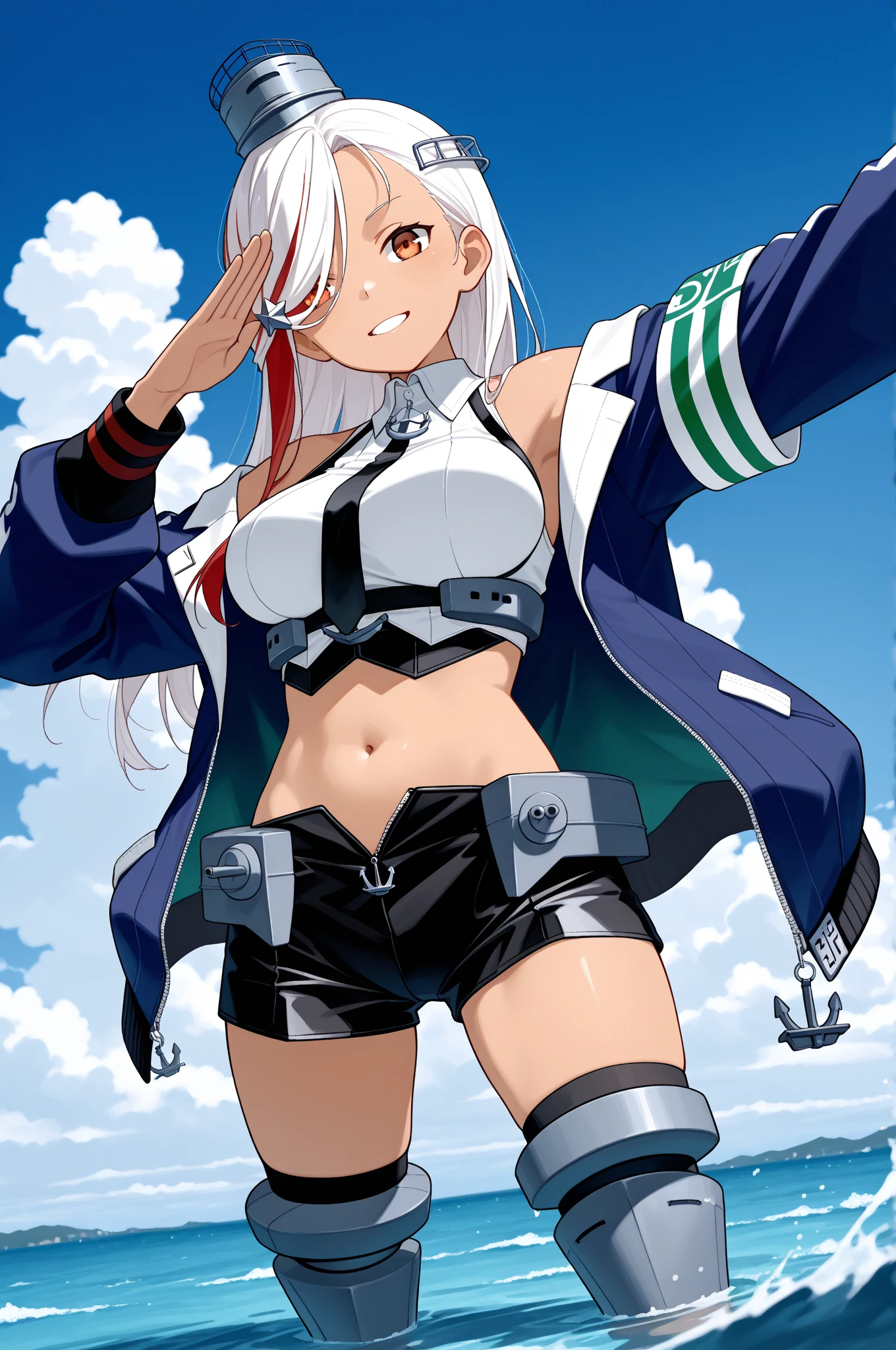 (masterpiece, best quality:1.2),illustration,8k,hd,1girl,solo,upper body,(portrait:1.2),9a-91 (girls frontline),blue eyes,blue dress,covered navel,red beret,blush,puffy short sleeves,see-through,layered sleeves,black panties,red scarf,thighhighs,pouches,black long sleeves,sideboob,gloves,hair between eyes,low ponytail,sidelocks,silver hair,very long hair, <lora:add_detail:0.5>, playground, colorful equipment, joyful laughter, energetic children, <lora:yamashita_toshinari_FW:1> , <lora:(gf)9A-91:0.8>, ass