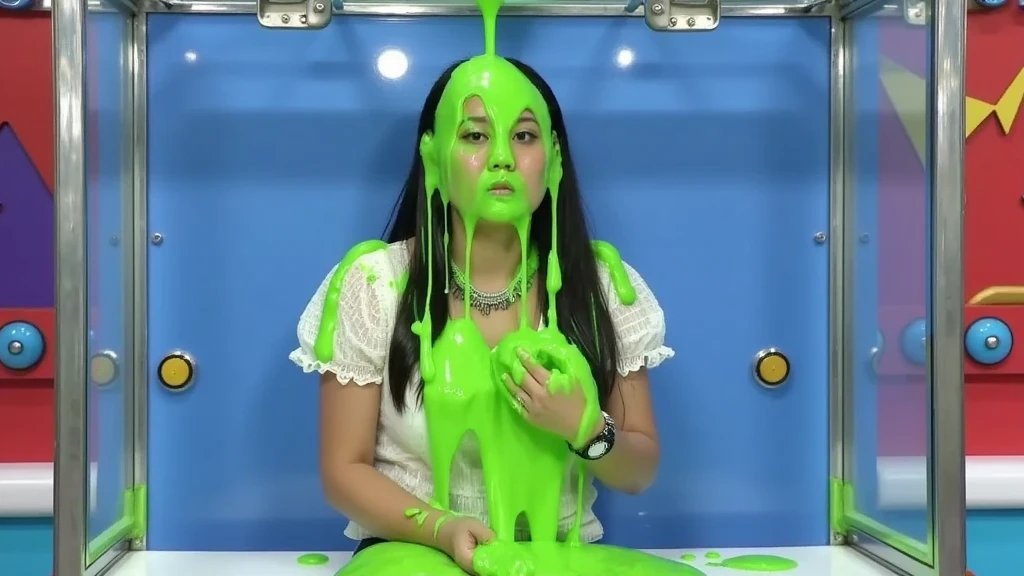 arafed woman sitting in a chair in a news studio, evening news program, tv still, journalist photo, blazer, (thick slime dripping down head: 1.1), (thick slime dripping down hair: 1.2) cleavage