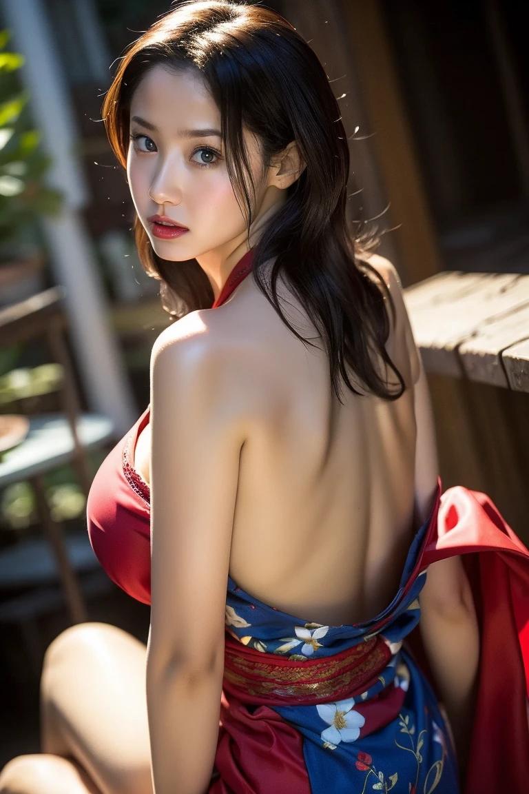(top-quality、8K、32K、masterpiece、超A high resolution、(((oiran woman))),22year old、((maikurobikini)),(Colossal tits)、(((cleavage of the breast))),((extremely heavy breasts)),(Login Hair)、abdominals、the perfect body、(((Armpit))),((flower quill woman)), Delicate facial features, Ultra-realistic, Hyper-realistic, 鎖骨、Shadow、octan render、Beautiful ass、(((Toostock))),((maikurobikini)),((Wear a beautiful kimono with a high degree of exposure)),hyperdetailed face、lips like eyes、二重まぶた、(((Toostock))),(魅惑的)、((agitation:1.5))、maikurobikini、((Navel))、Mystical expression、shrine background、((heavy breasts)),Toostock、mecosuji、beautiful and delicate kimono.highcontrast、(((Colorful kimono))),heavy breasts、((a navel)).((Farbe々Ricker takes a photo in a sexy pose、Kimono comes off、Natural light、(A person who sees with calm and goddess-like eyes)Happiness:1.2)、Highly exposed、Beautiful ass、(((Toostock)))、青Farbe、黄Farbe、Viola、Beautiful butterflies々have a tattoo、
