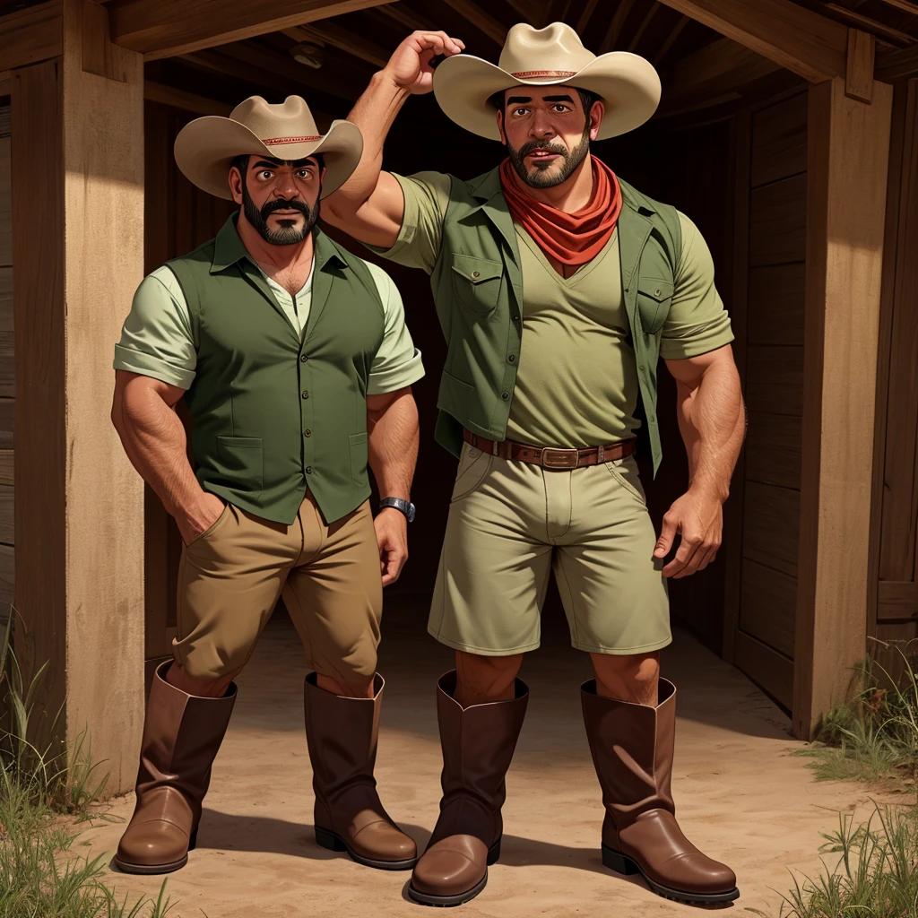NSFW , masterpiece , NAKED , best quality, detailed face, natural eyes, twosome,, muscled and mature MAN ,handsome hunk stephen amell as a COWBOY , TOTALLY NAKED SHOWING HIS HARD COCK ANd BALLS , WEARING HAT , WEARING BOOTS , GUN BELT , sweating,, in a BARN , LAYING DOWN IN HAY