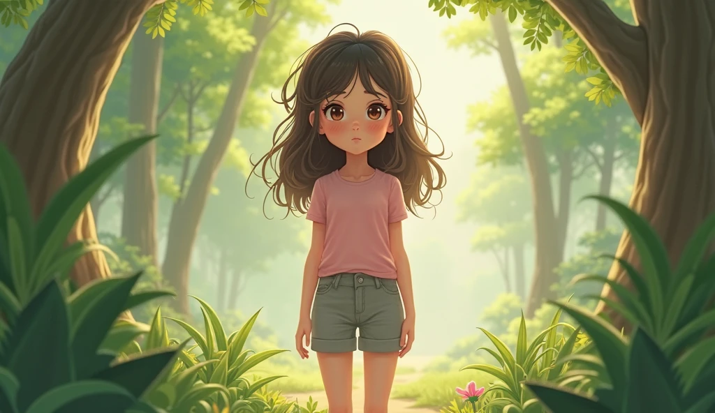 Girl with brown hair and brown eyes outside