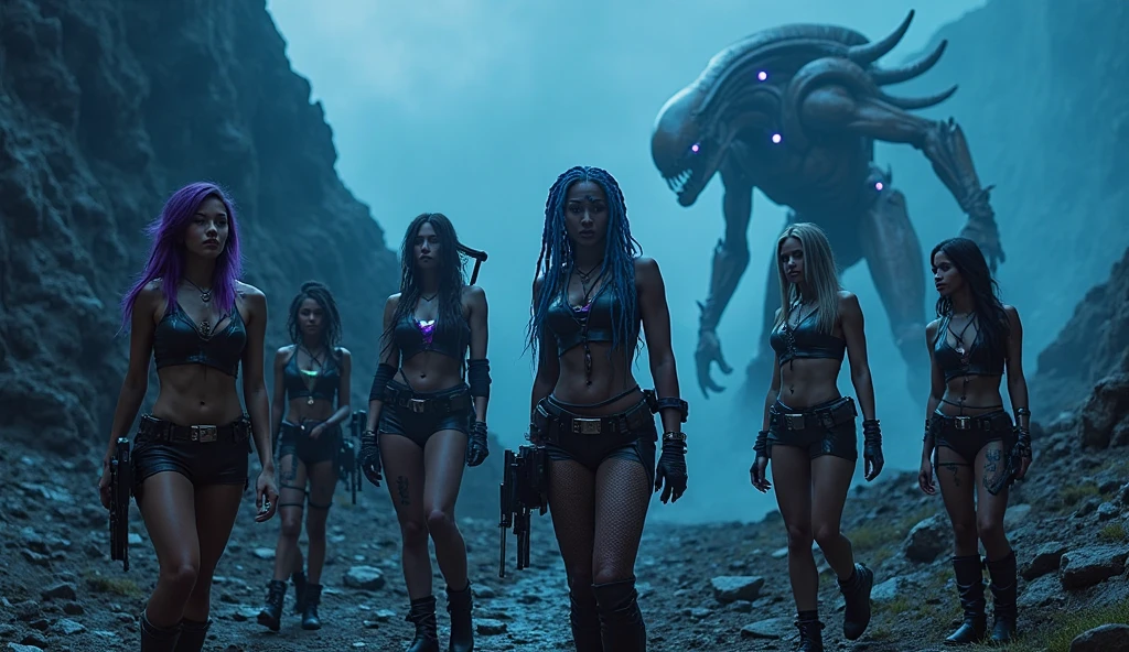 in (medium full shot:3.1) of lot of characters from (slave girls from beyond infinity:3.1), inspired by style of Clyde Caldwell art, in apocalypse in chaotic world, space creatures (with Creepy, Sci-Fi, Fantasy and Horror:2.9), horror movie, horrified, terrified, insane, disgusting, disturbing, Impactful, cgsociety, hyper-detailed, digital illusions, cyberspace, photorealistic, arts visuals. Ultra detailed, RAW photo, (cinematic:2.9), artstation style, concept art, masterpiece, 8k, realistic textures, (3D rendering:3.1)