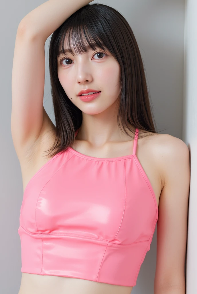 cute japanese girl,transparency,innocent face,mini skirt,micro bikini,whole body,young face,innocent face,Her upper body is naked and the top of her bust is visible.,The lower body is also naked,I can see the clitoris,smile