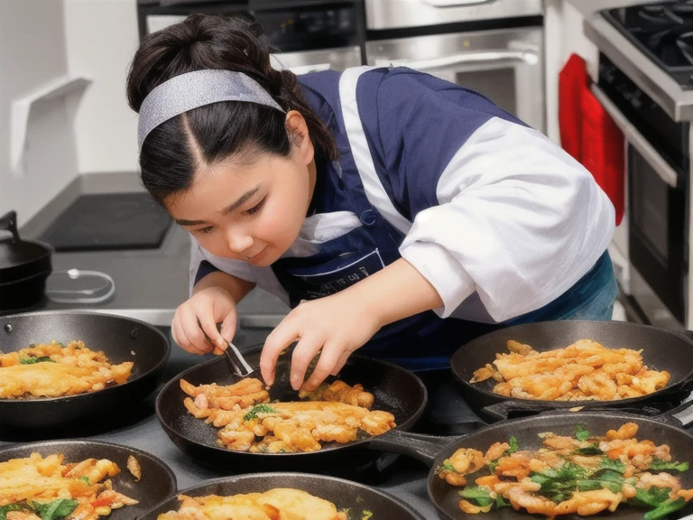 Girl cooking empanada