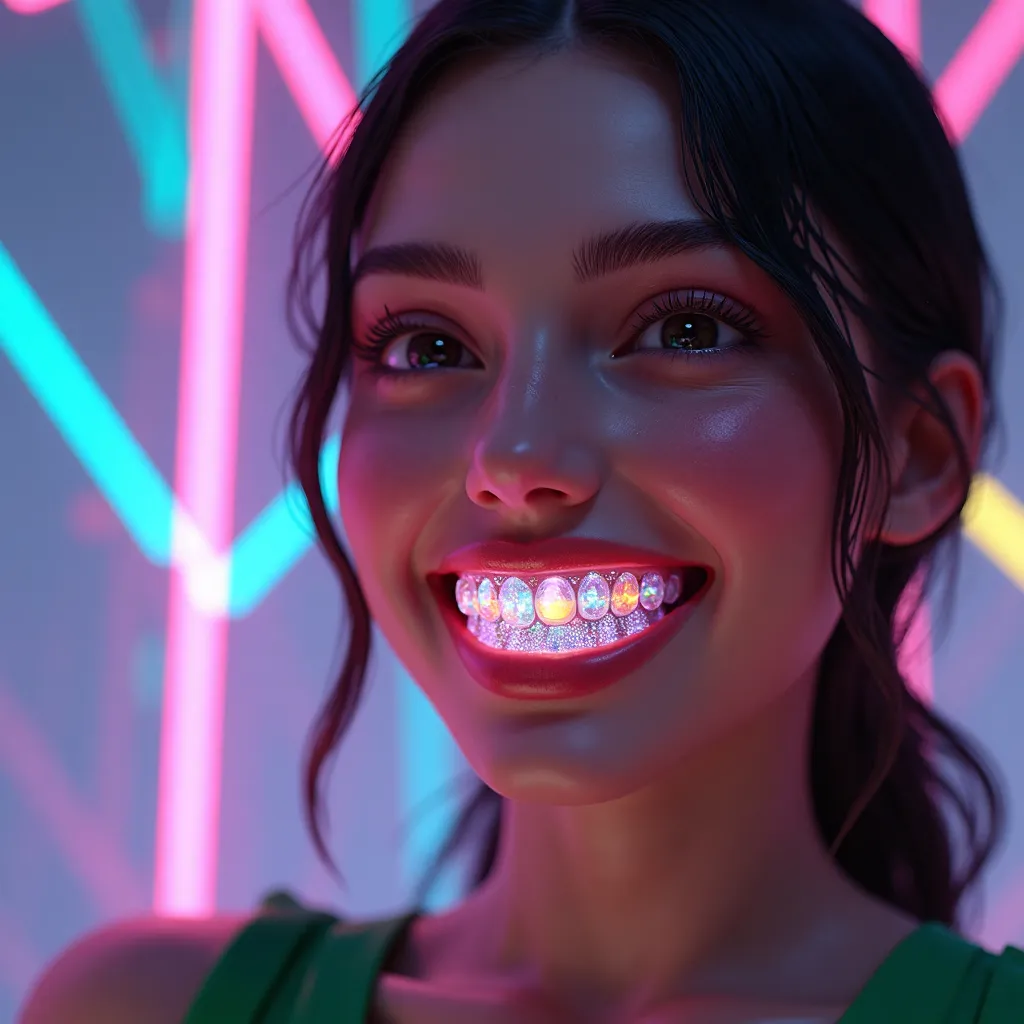 Girl with sparkling teeth