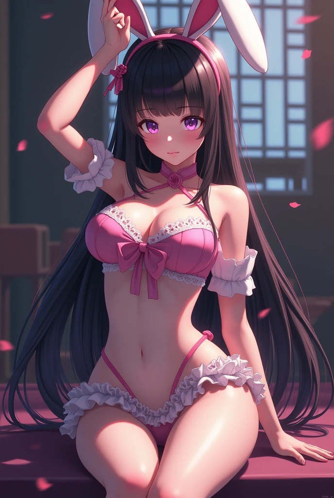 hot philipina anime neko girl with a knife, super hot, neko anime, philipina, dark hair, small breast, see through pink lingerie, tight ass --auto --s2