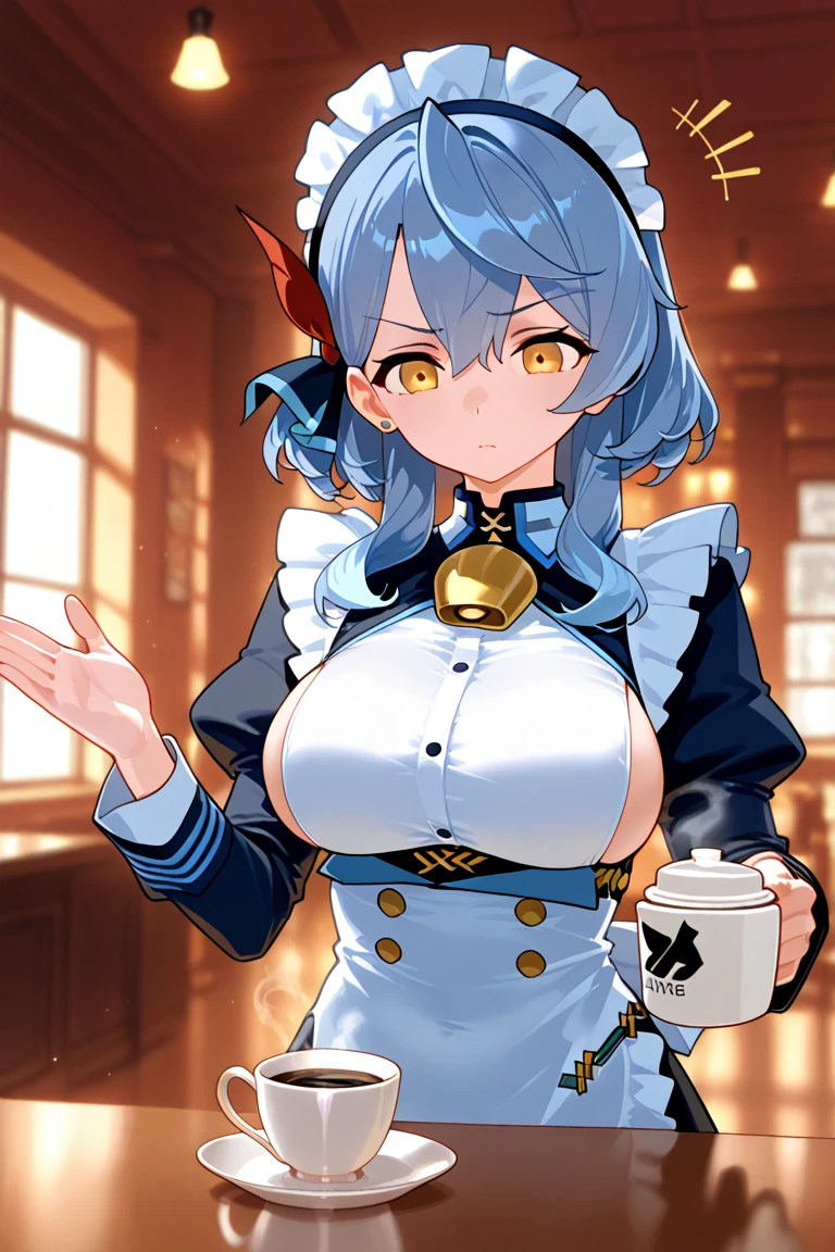 1girl,big_breasts,cap,hair_over_one_eye,bare_shoulder,closed_mouth,angry
