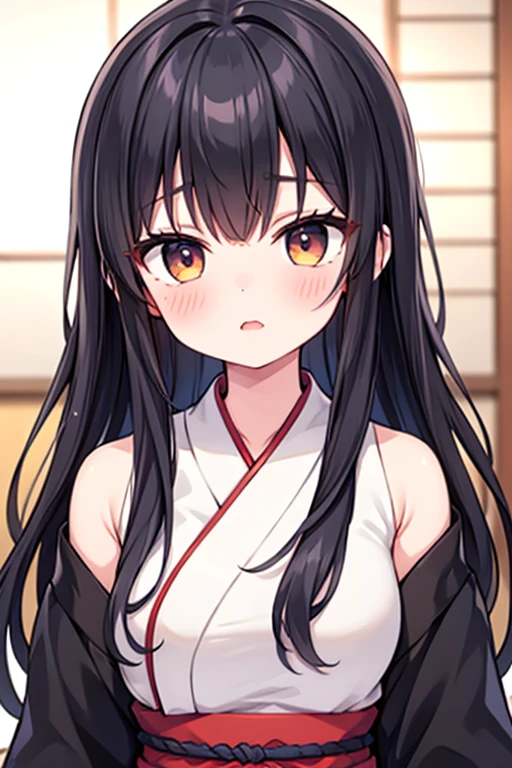 1head shot、My nipples are licked by a man、Zashiki-warashi Japanese style、Shoji screen、tatami、Haunted House、darkness、Late Night、kimono、Bob、Girl、Girl、Younger、Baby Face、flat chest、Black Long Hair、Dynamic Angle、Glaring、Eyes open、Flower Hair Ornaments
