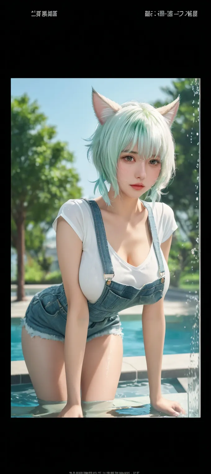 （（In the grass，A very lovely woman，Wearing a very short white silk。（（Wear a white silk cardigan：1.0k，masterpiece，Best quality，（（1 girl with blue eyes and gorgeous sky blue hair，She wears glasses on her beautiful face，）），Sexy seductive pose。（（：1.4）），Super detailed face，delicate eyes，Transparent clothes，dew point，