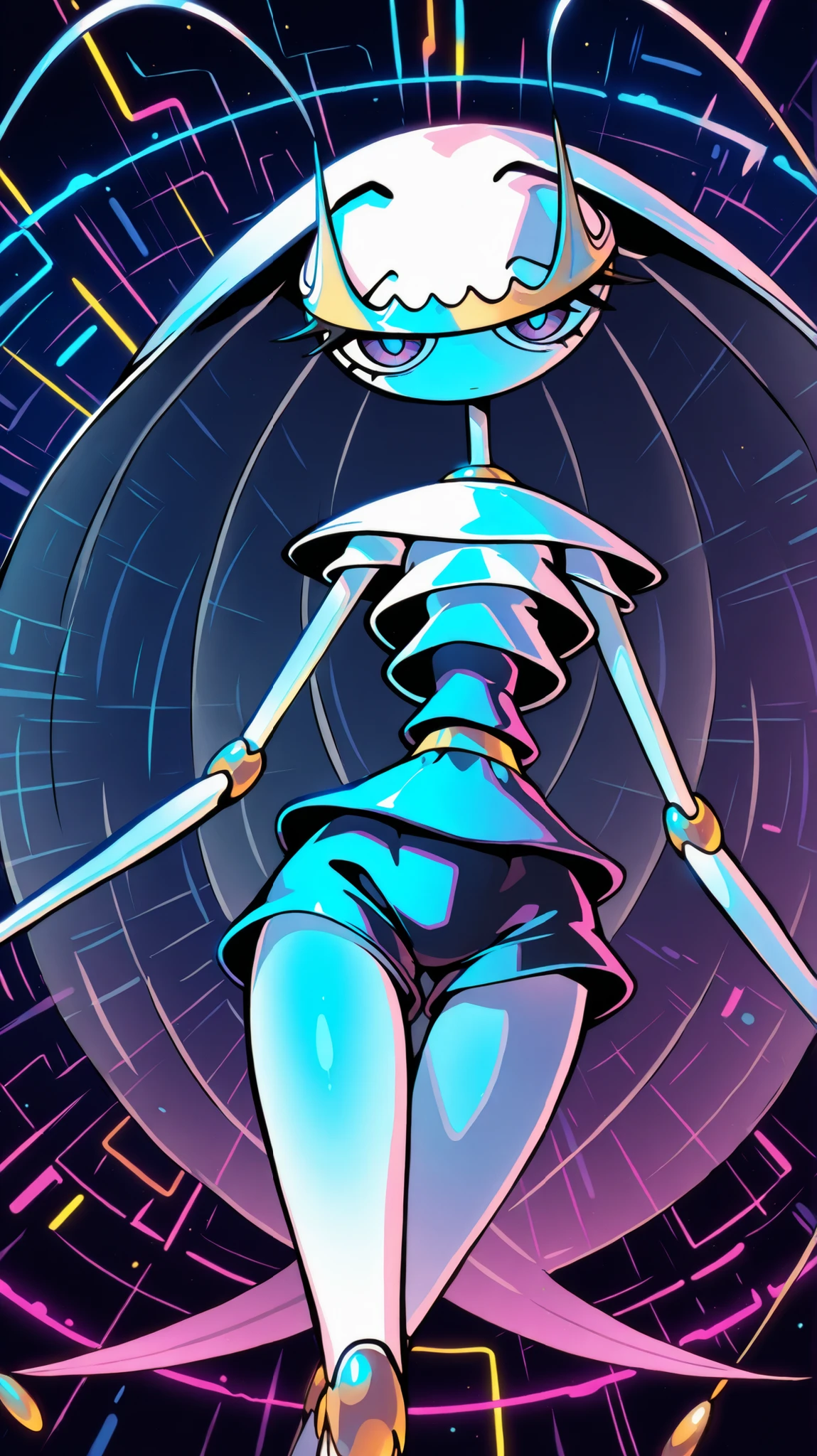 holographic woman, holography, in the style of interference patterns, full body, hourglass figure, plumb ass, thick thighs, thin waist, free-flowing lines, in the style of neon-infused digitalism, electronic woman, in the style of neon-infused digitalism, psychedelic figuration, simple background, microfilm