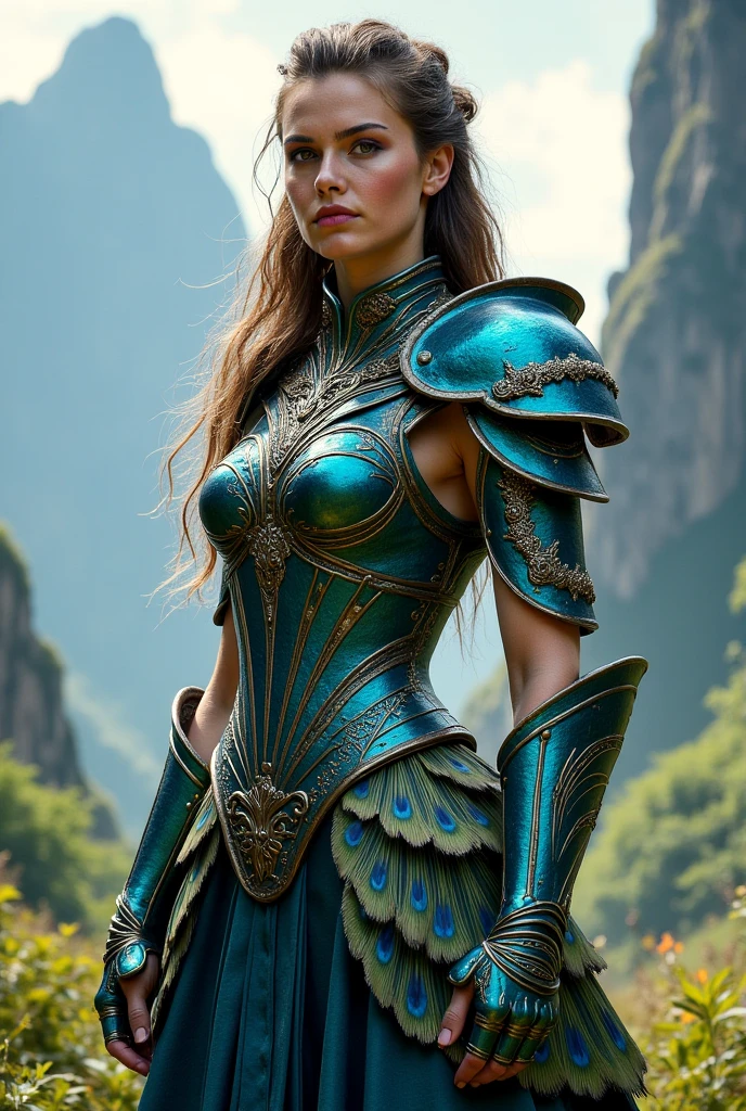 (best quality,4k,8k,highres,masterpiece:1.2),ultra-detailed,realistic:1.37,a beautiful cyborg girl standing in the ruins of the Inca Empire,Insertion,metallic body,glowing cybernetics,graceful facial features,mysterious eyes,cybernetic enhancements,ethereal appearance, the ancient stone structures,green moss-covered stones and vines,delicate lotus blossoms,steampunk-inspired elements,ancient technology fused with futuristic enhancements,vibrant colors contrasting with the weathered ruins,fierce determination in her eyes,holding a holographic map to unlock the secrets of the lost civilization,artistic portrait with surreal elements,soft lighting creating a dreamlike atmosphere,colorful sunrise painting the sky with shades of orange and pink,scattered ancient artifacts hinting at a forgotten past.