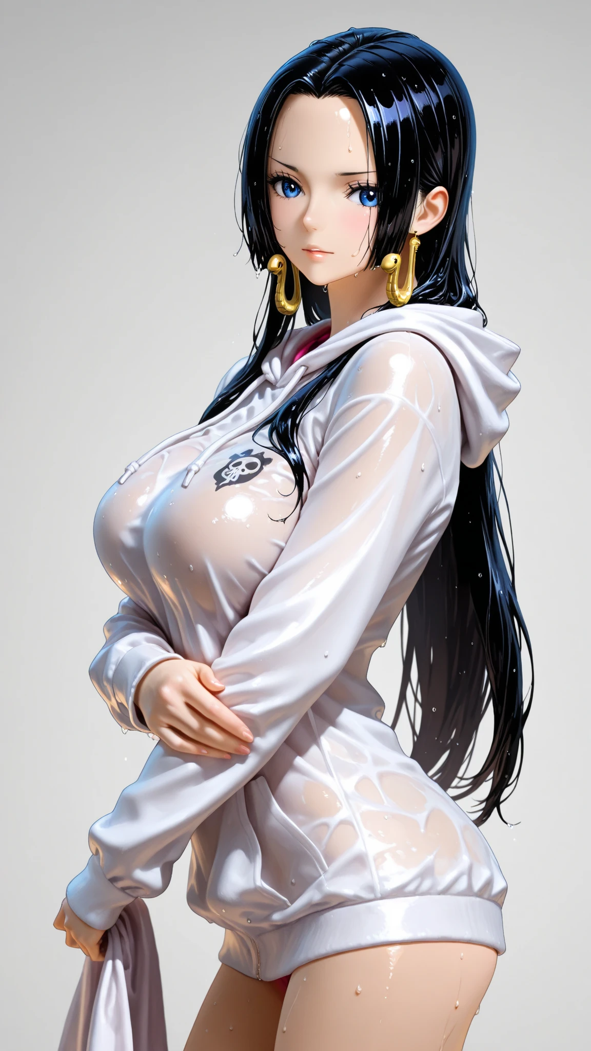 Obra-prima, alta resolução, alta qualidade, rosto detalhado, Detailed view of the body, dedos detalhados, beautiful hands, 1girl, solo, Hyūga Hinata, seios grandes, seios grande, Athletic body, micro bikini, Dark lips, mamilo, standingn, blush, (no quarto)
