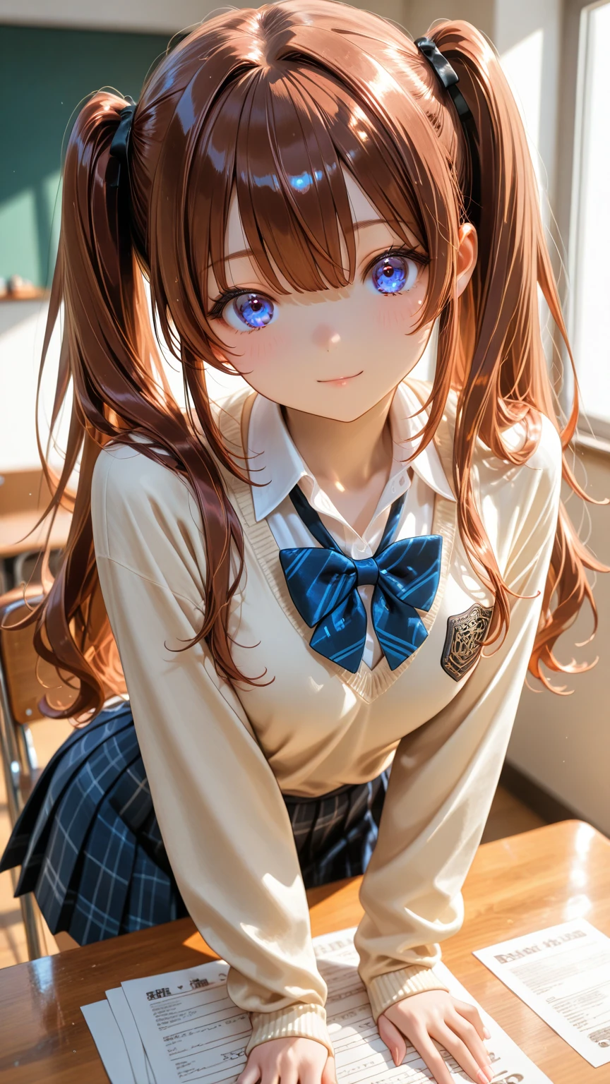 ((highest quality)), ((masterpiece)), (Very detailed), (Very high resolution), 4k, Anime 2D Rendering, Realistic,
One Girl:1.5,
BREAK Symmetrical Face:1.4, Perfect Face, Beautiful clavicle, Beautiful fingers, Beautiful breasts, (Slightly smaller chest),
Beautiful body, Beautiful thighs, Beautiful feet, Perfect round butt, (Detailed skin, Tanned dark skin:1.5, Shiny skin:1.4),
Baby Face, cute, (A little young child:1.2, 12 years old),
Double eyelids, Natural eyebrows,
(Beautiful and delicate eyes, Sparkling eyes, Dark blue eyes),
plump mouth, Glossy mouth,
BREAK Beautiful Hair, Shiny Hair, Hair fluttering, bangs, ((Red hair, Braid)),
BREAK
((Collared short-sleeved shirt, White shirt, Blue blazer, Blue plaid pleated skirt, Red tie))、(Black Pantyhose、loafers)、透け感のあるBlack Pantyhose:1.4、loafers)、
Earrings、BREAK Yawn, (Character Focus, breast focus), sit, whole body, (sunlight), classroom
