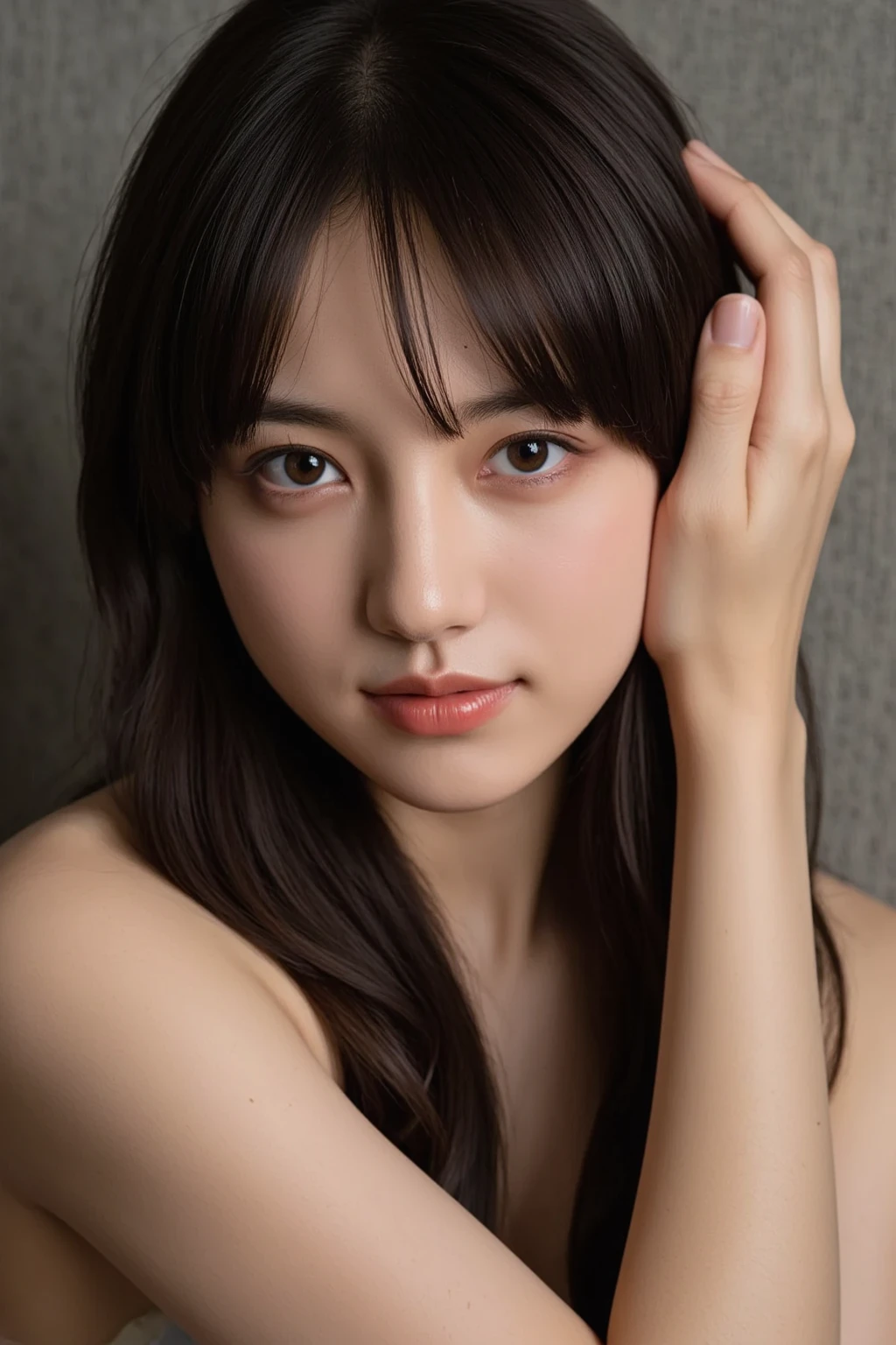 Highest quality、Ultra-high resolution、(Realistic)、18-year-old girl、((((I'm taking off my uniform))))、((((I can see your nipples)))),Hyper Detail、Super Realistic、(Realistic)、More about beautiful skin、(masterpiece:1.0)、(Highest quality)、(Ultra-high resolution)、8k resolution、Canon EOS R5、135mm、Absurd、Very detailed、Sharp focus、Fine skin、(((Chirarizum、Small breasts)))