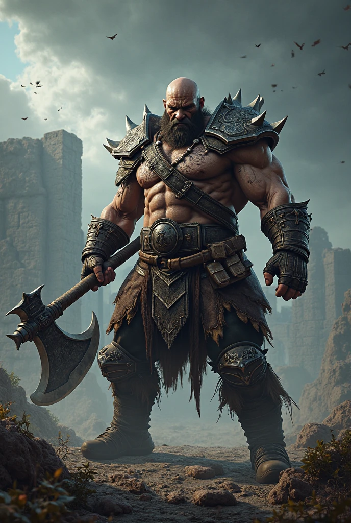a professional photographic picture full body of a huge orc on a rainy battlefield standing with axes in hands, (((outrageous armor))), ((gorgeous detailed face)), (((angry expression))), (wet brilliant skin), (((detailed skin with pores))), huge rippling muscles, bodybuilder, ((((patch of reflected light on the skin)))), storm clouds, photorealistic, photographic filter unreal engine 5 realistic hyperdetailed 8 k ultradetail cinematic volumetric lighting, hd, hdr, cinematic 4 k wallpaper, 8 k, ultra detailed, high resolution, glowing rich colors powerful imagery